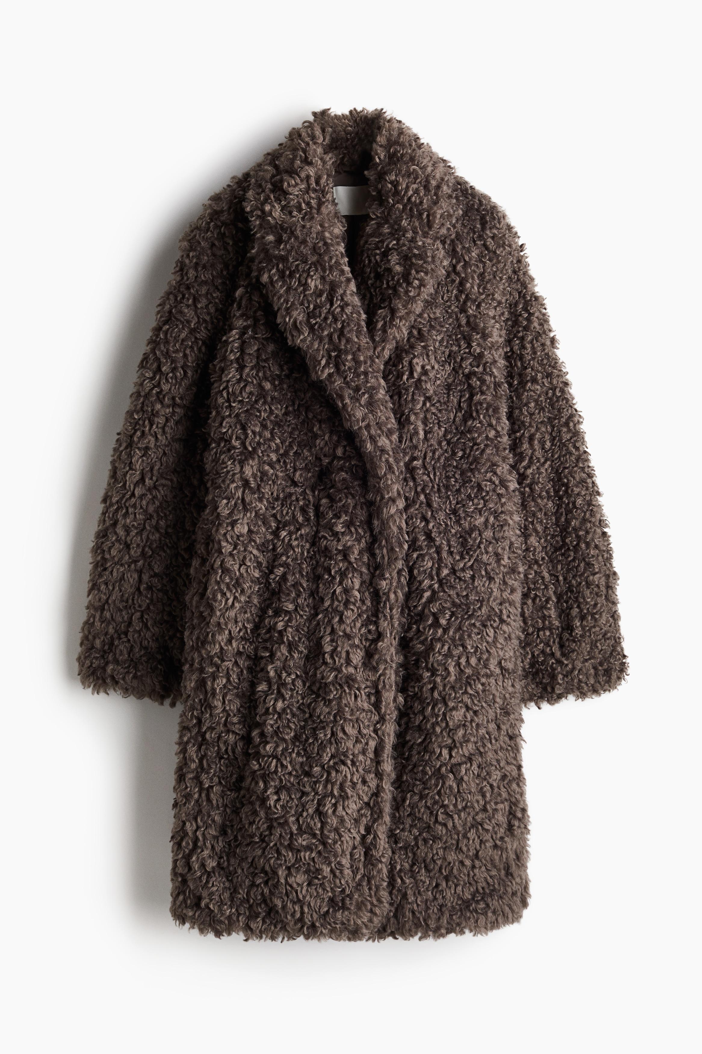 H&m Faux H And M Brown Fur Coat Womens Jacket Faux Shearling