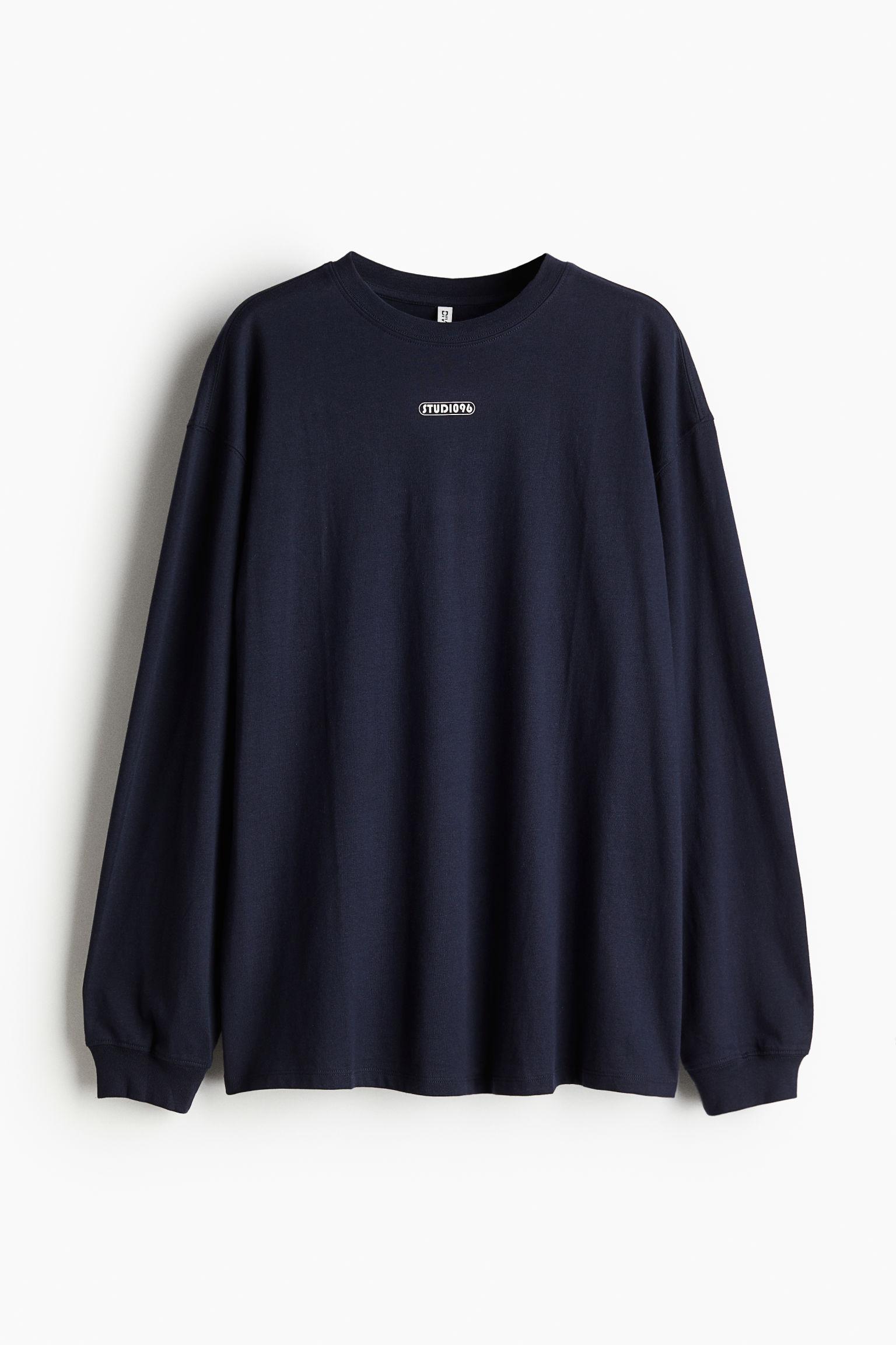 H M Tricot Shirt Met Lange Mouwen in het Blauw Lyst NL