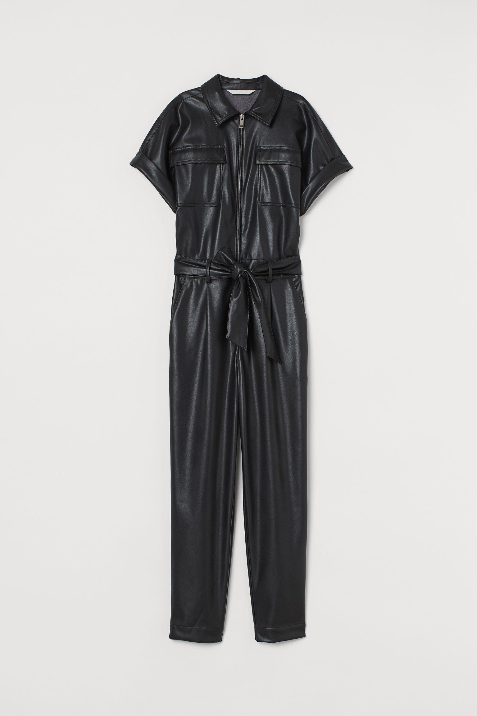H&M Jumpsuit aus Lederimitat in Schwarz Lyst DE