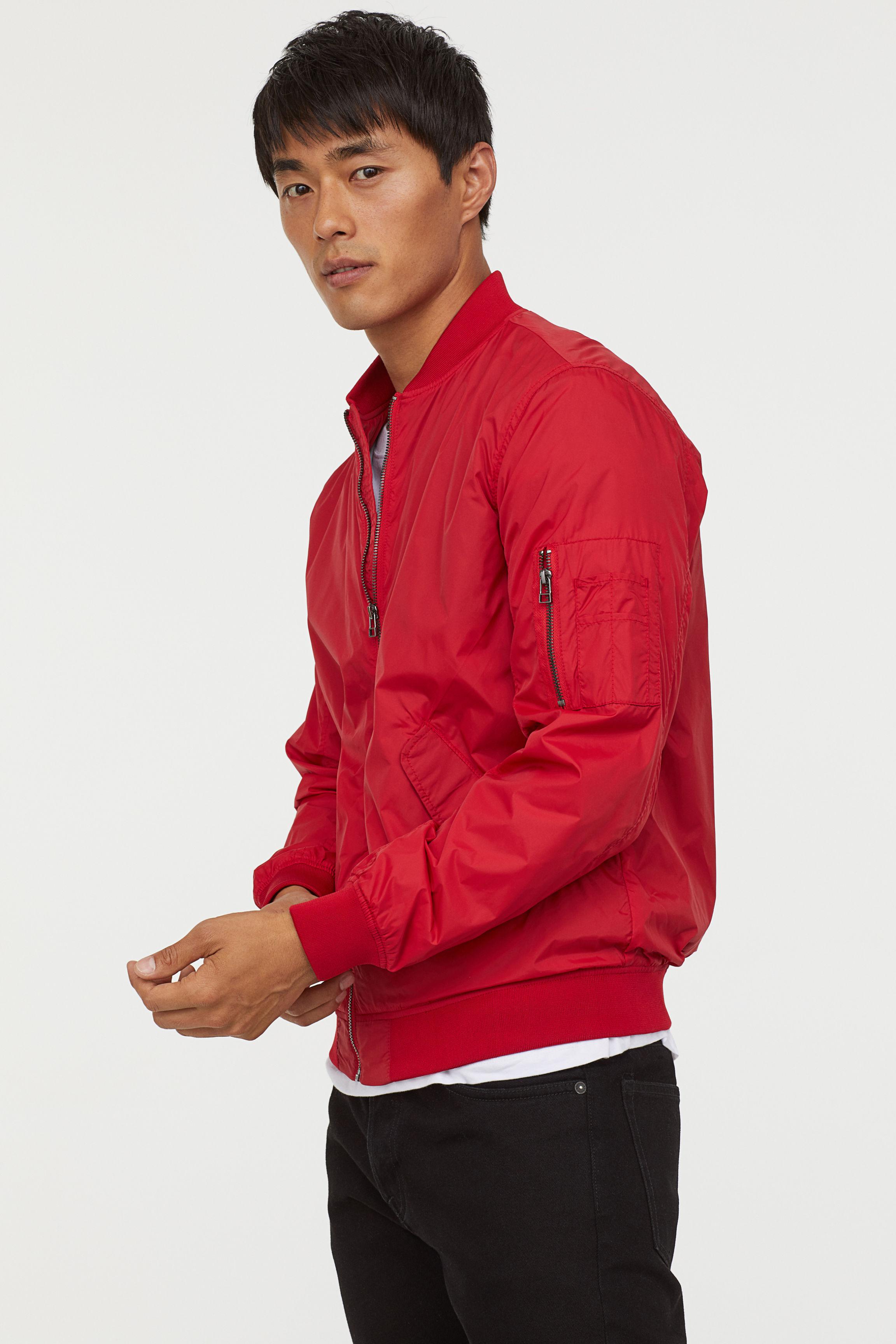 red nylon jacket