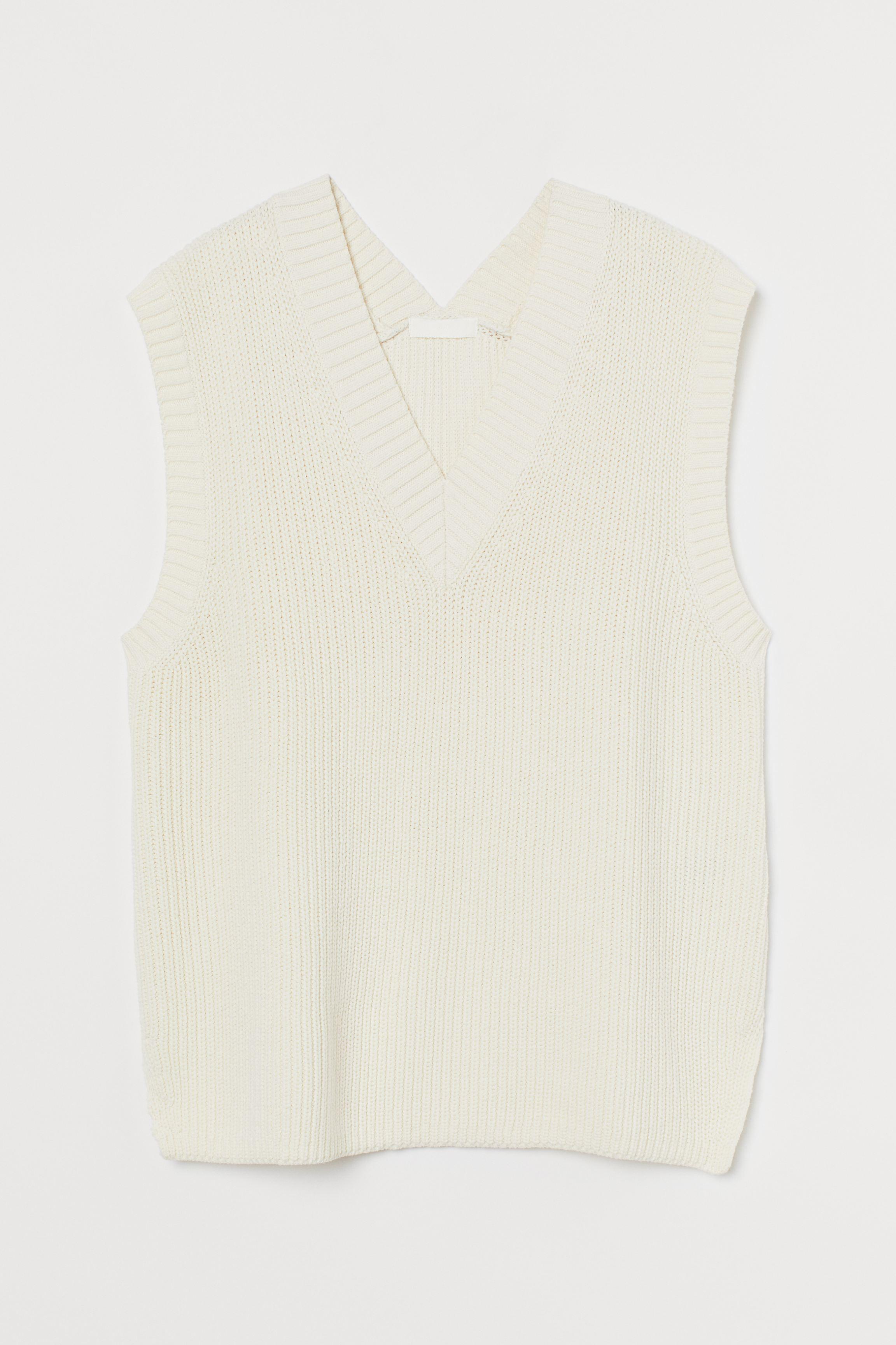 H&M Cotton Widecut Sweater Vest in Cream (Natural) Lyst