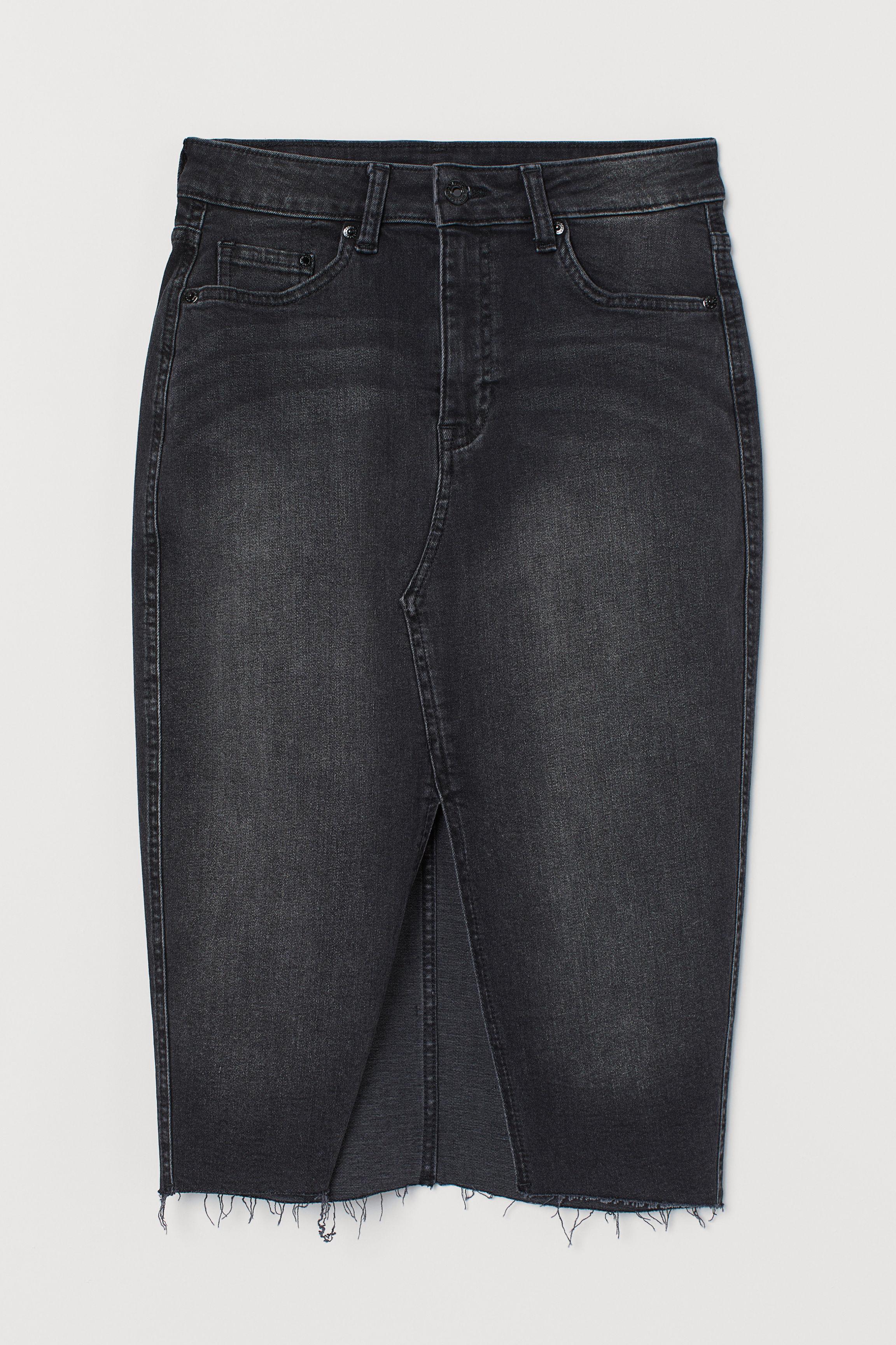 H&M Knee-length Denim Skirt in Black - Lyst