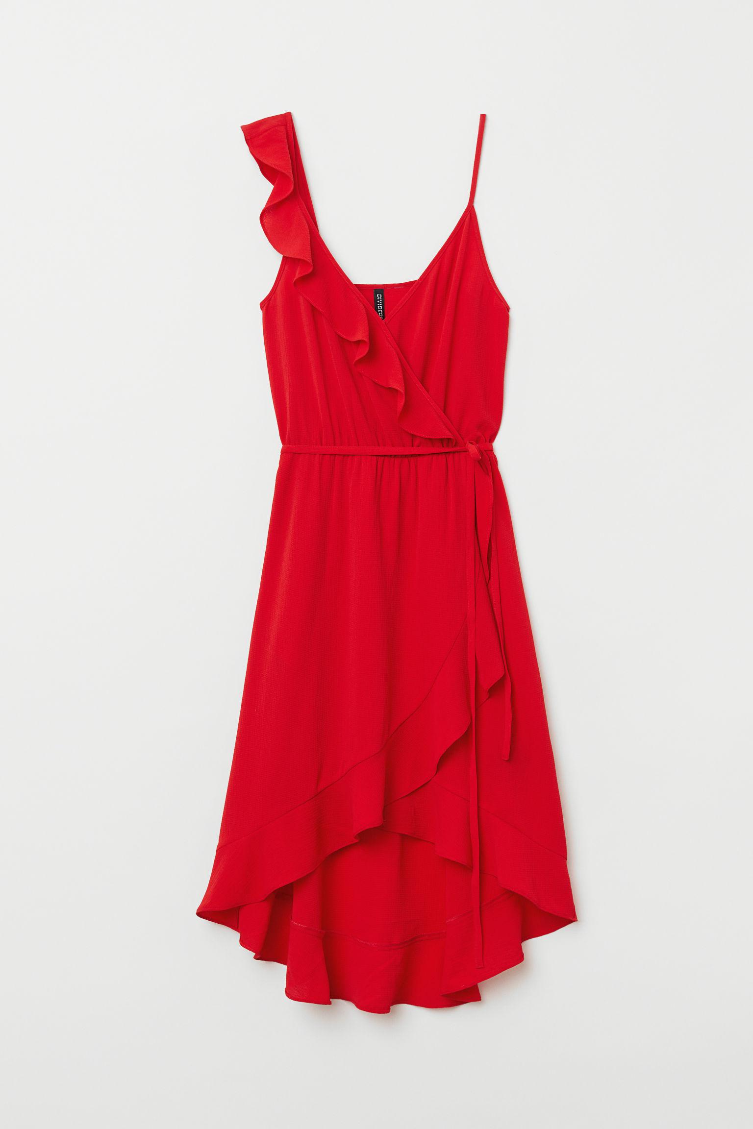 Robe croisée à volant H&M en coloris Rouge | Lyst