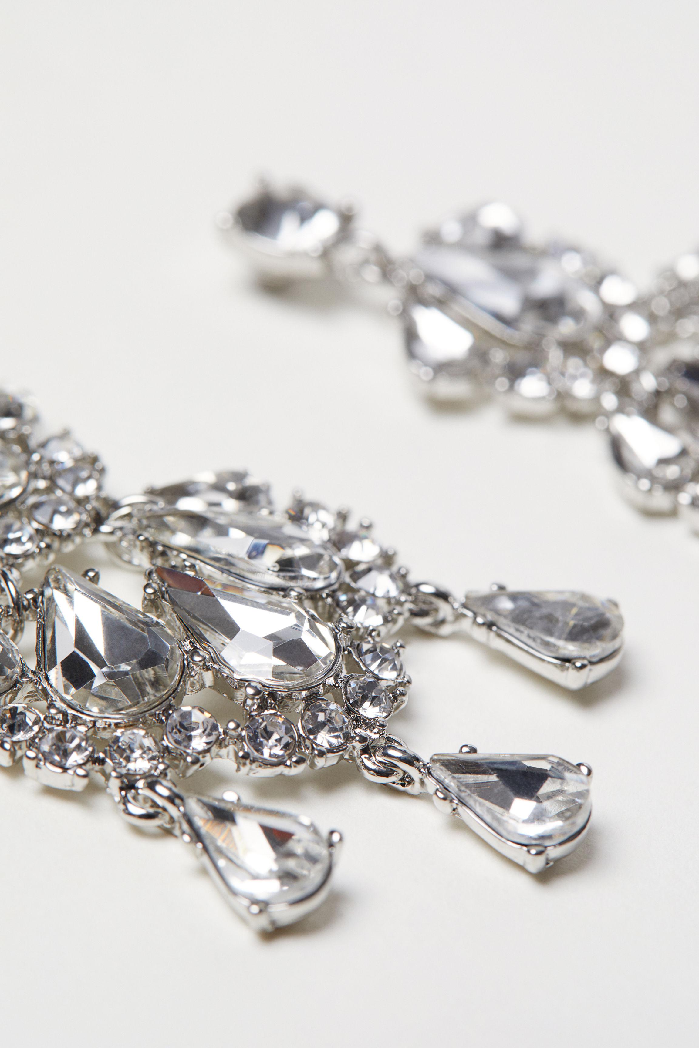 H&M Rhinestone Earrings in Metallic Lyst