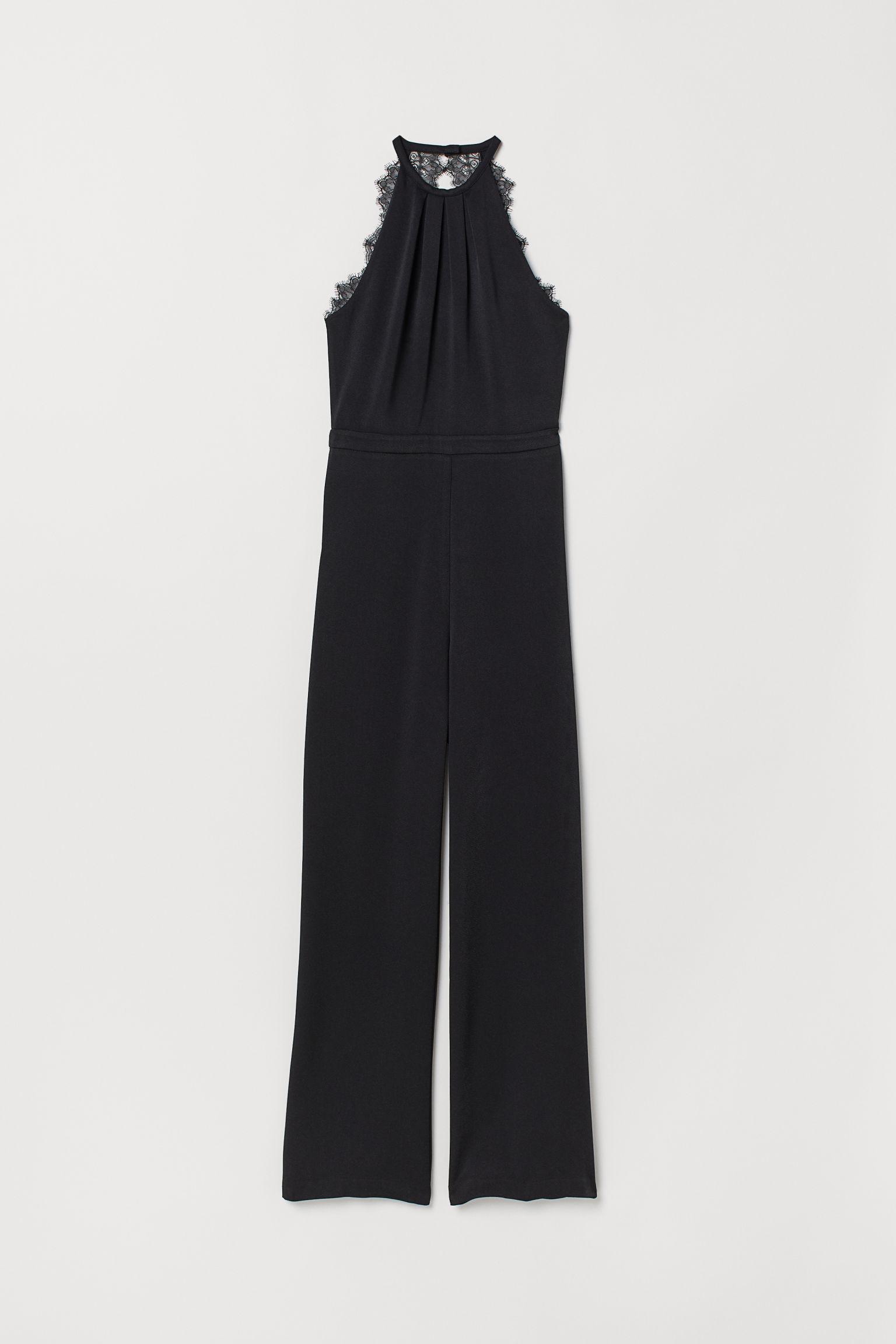 H&M Jumpsuit mit Spitze in Schwarz Lyst