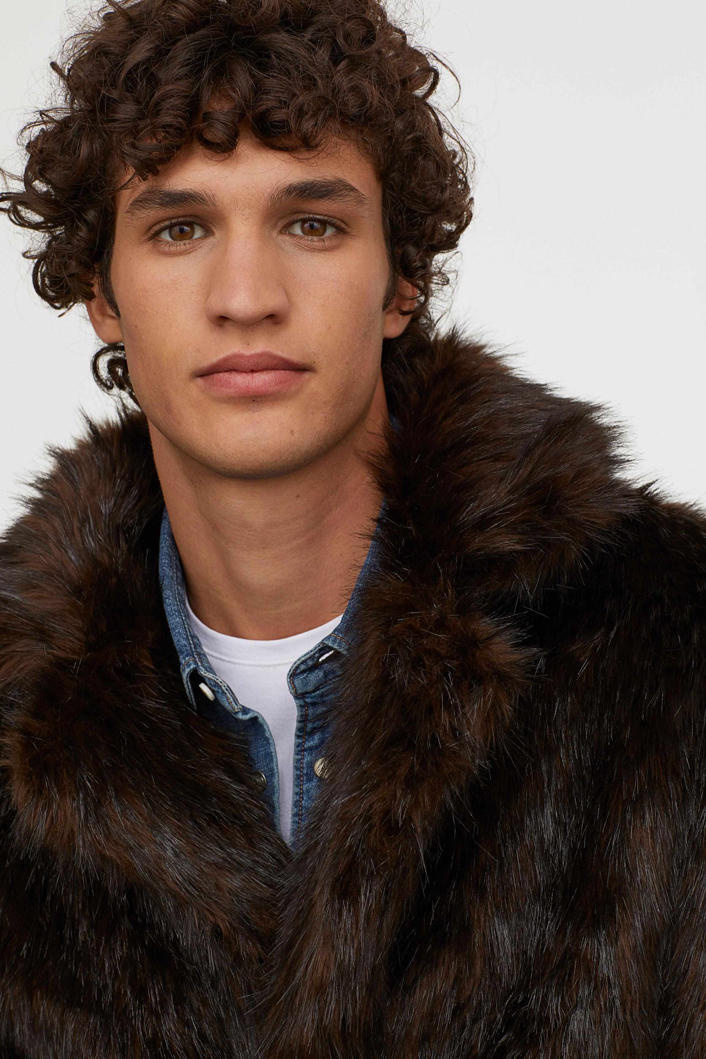 H\u0026M Faux Fur Coat in Brown for Men | Lyst