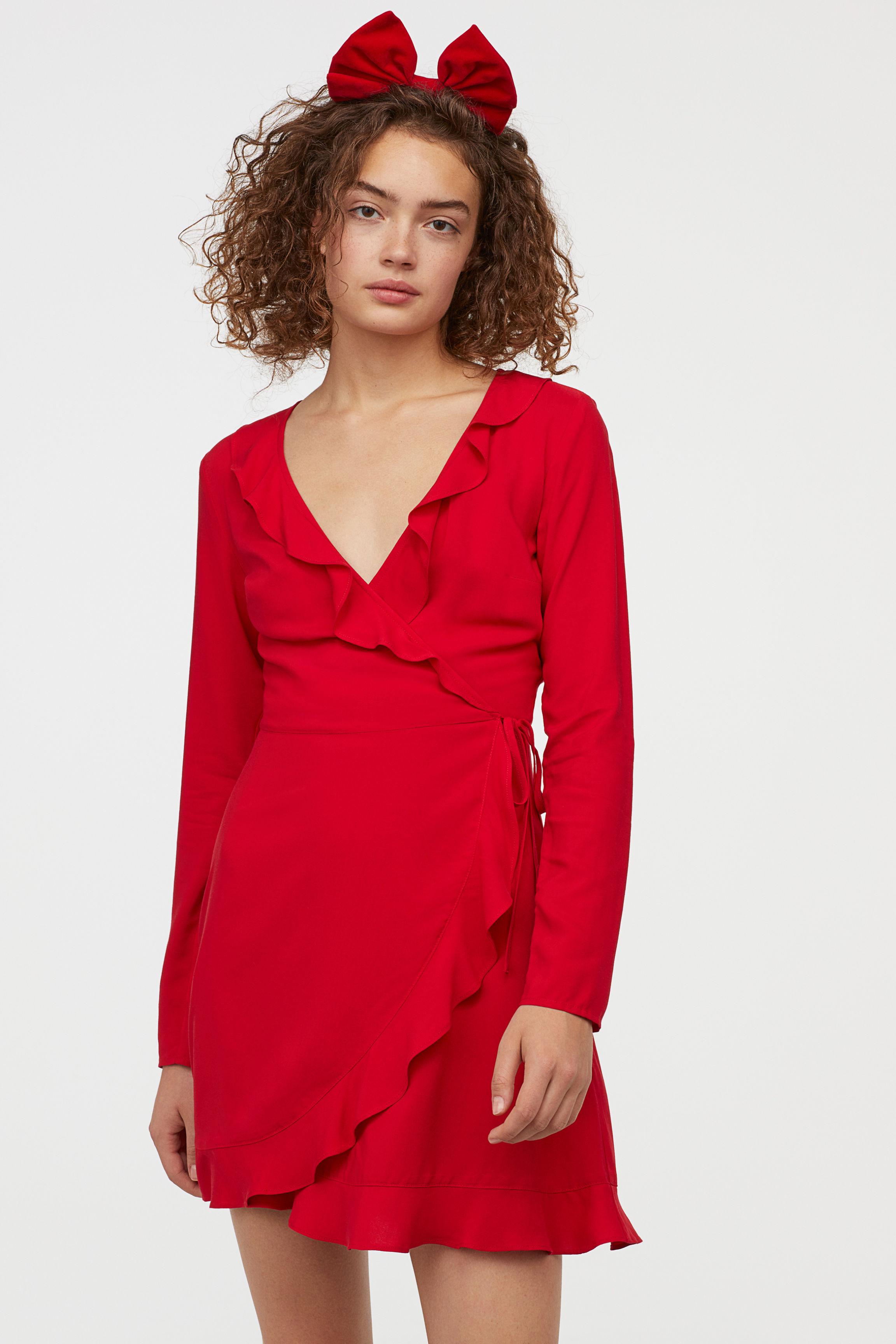 h&m wrap dress with flounces