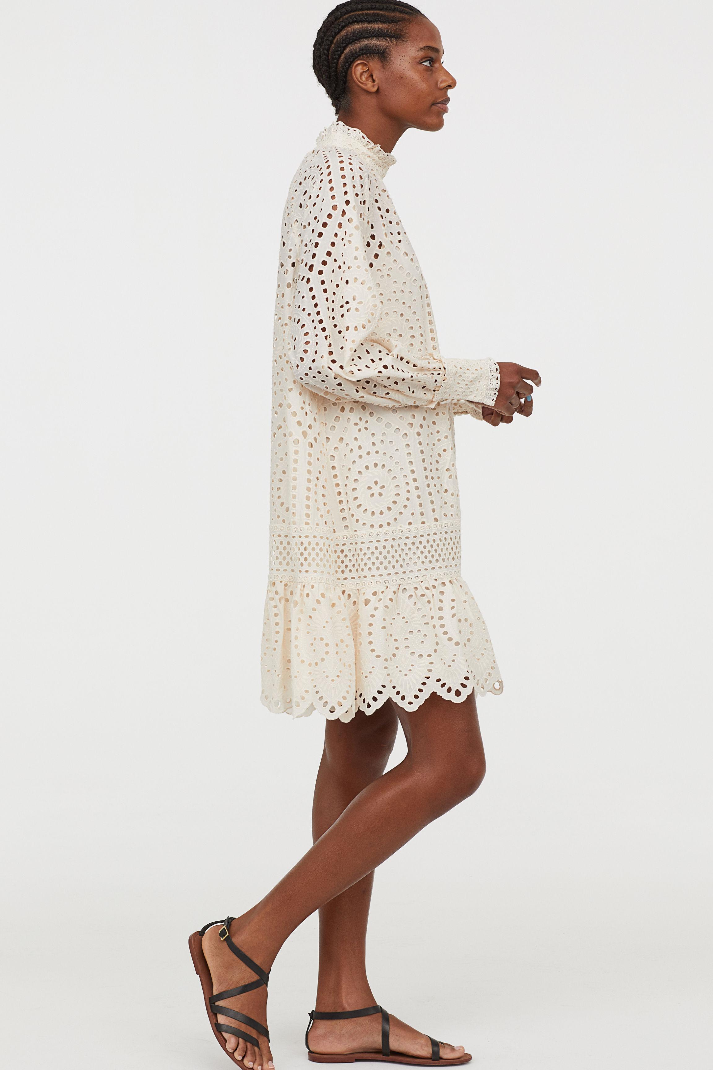 H&M Eyelet Embroidery Tunic in White | Lyst