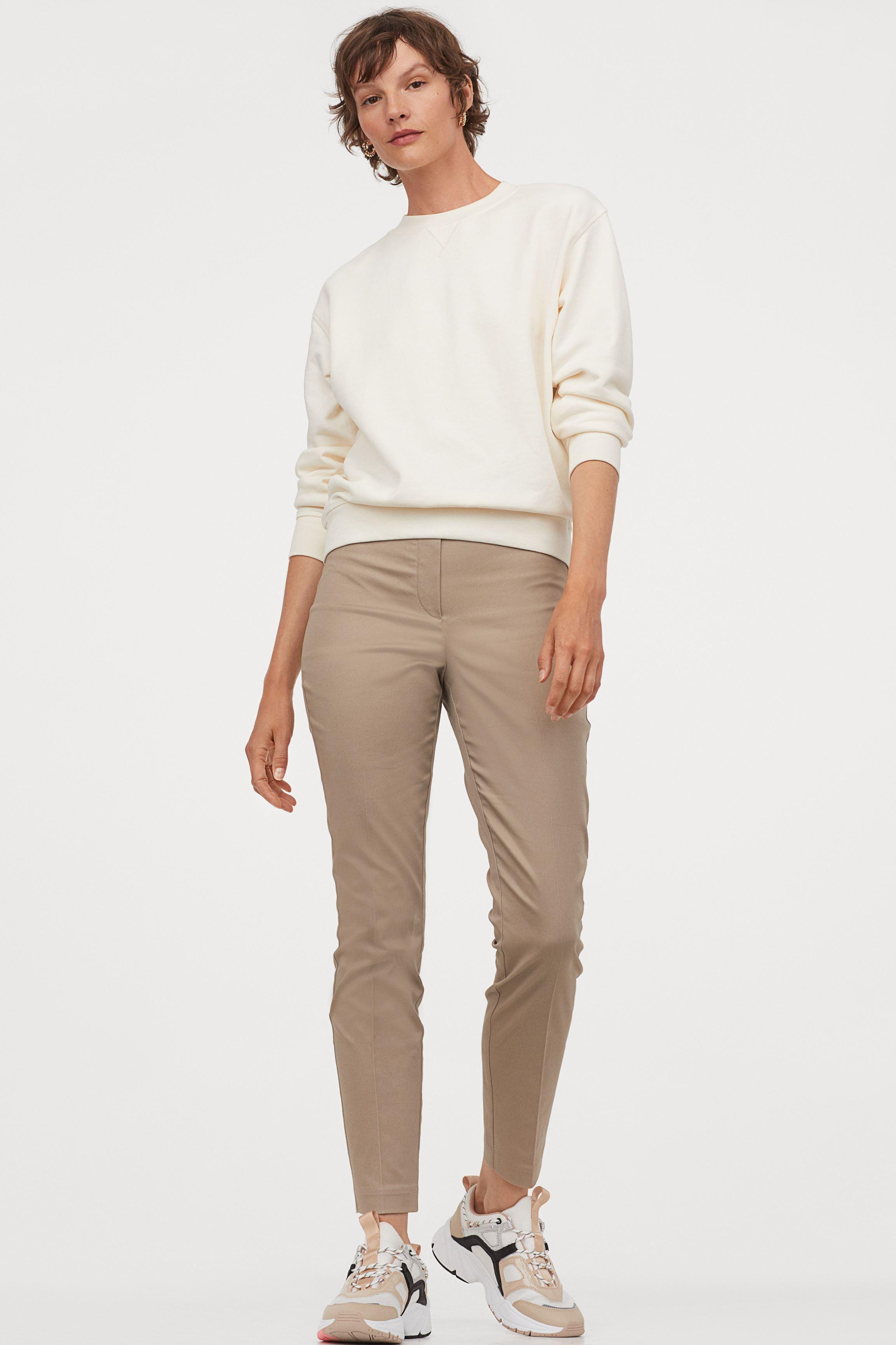 H&M Cotton Ankle-length Slacks in Beige (Natural) - Lyst