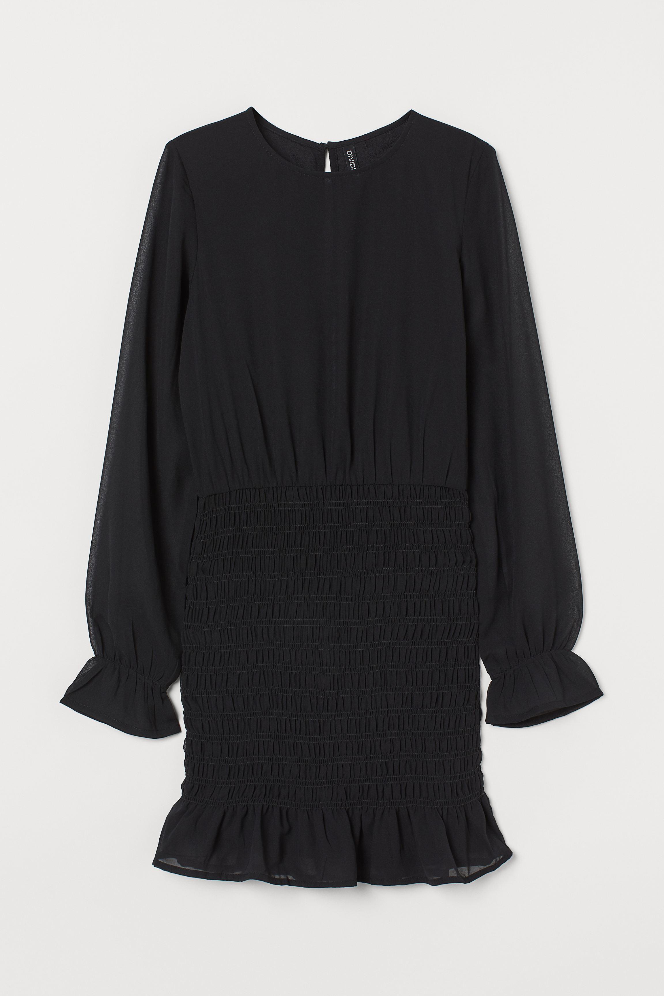 H&M Synthetic Smock-detail Dress in Black - Lyst