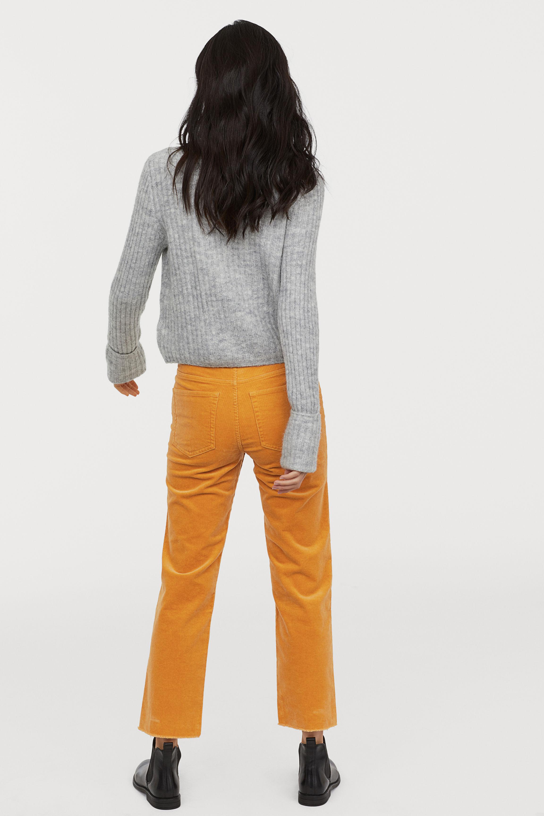 H&M Ankle-length Corduroy Pants in Yellow - Lyst