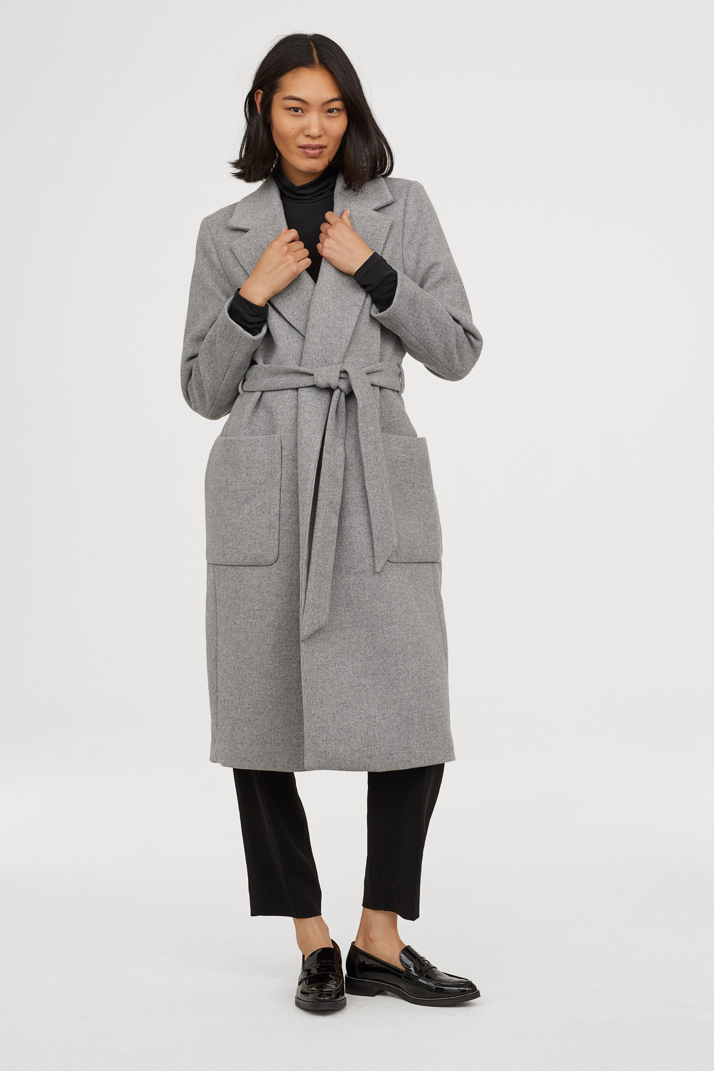 grey tie coat