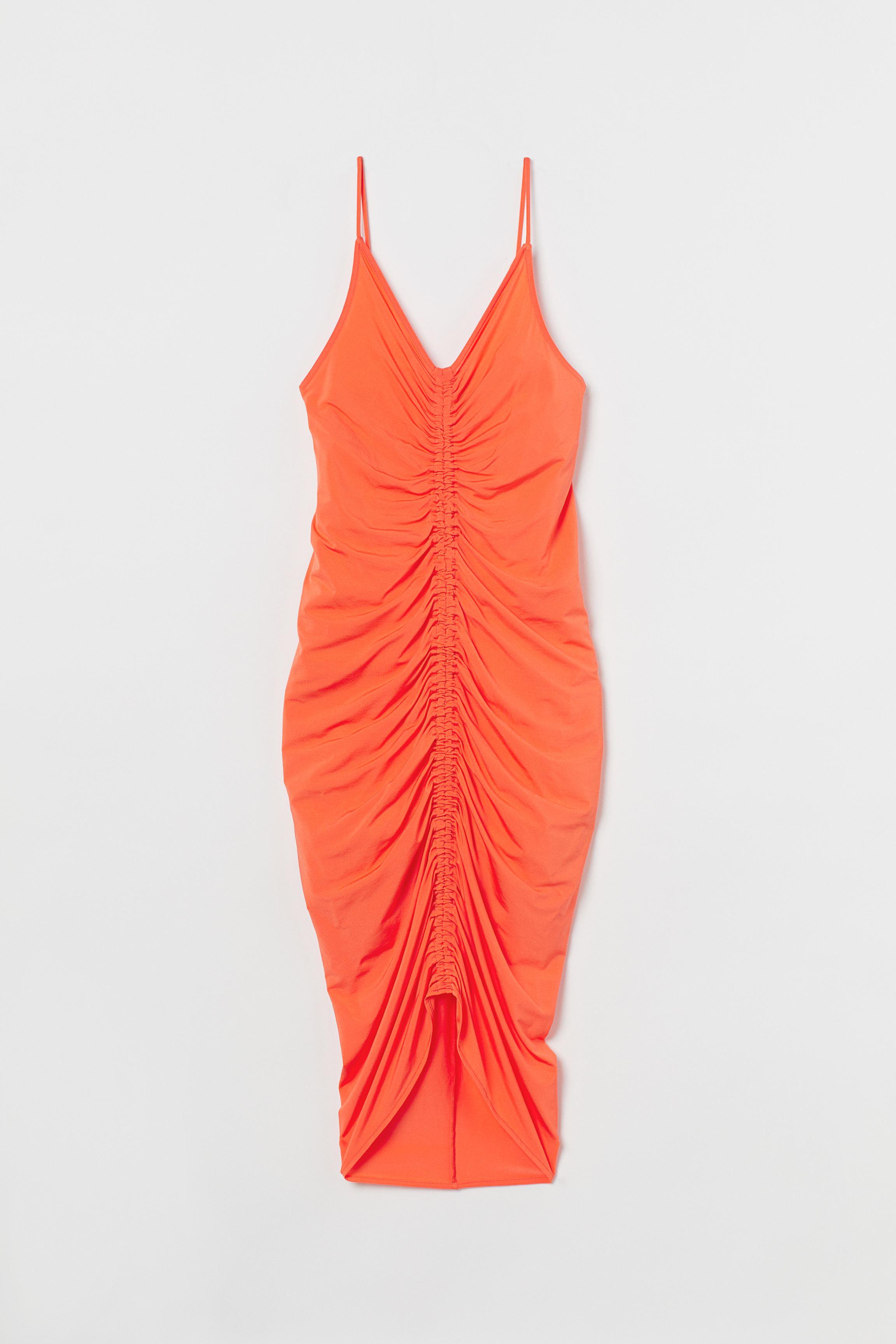 H☀M Synthetic Draped Dress in Orange | Lyst