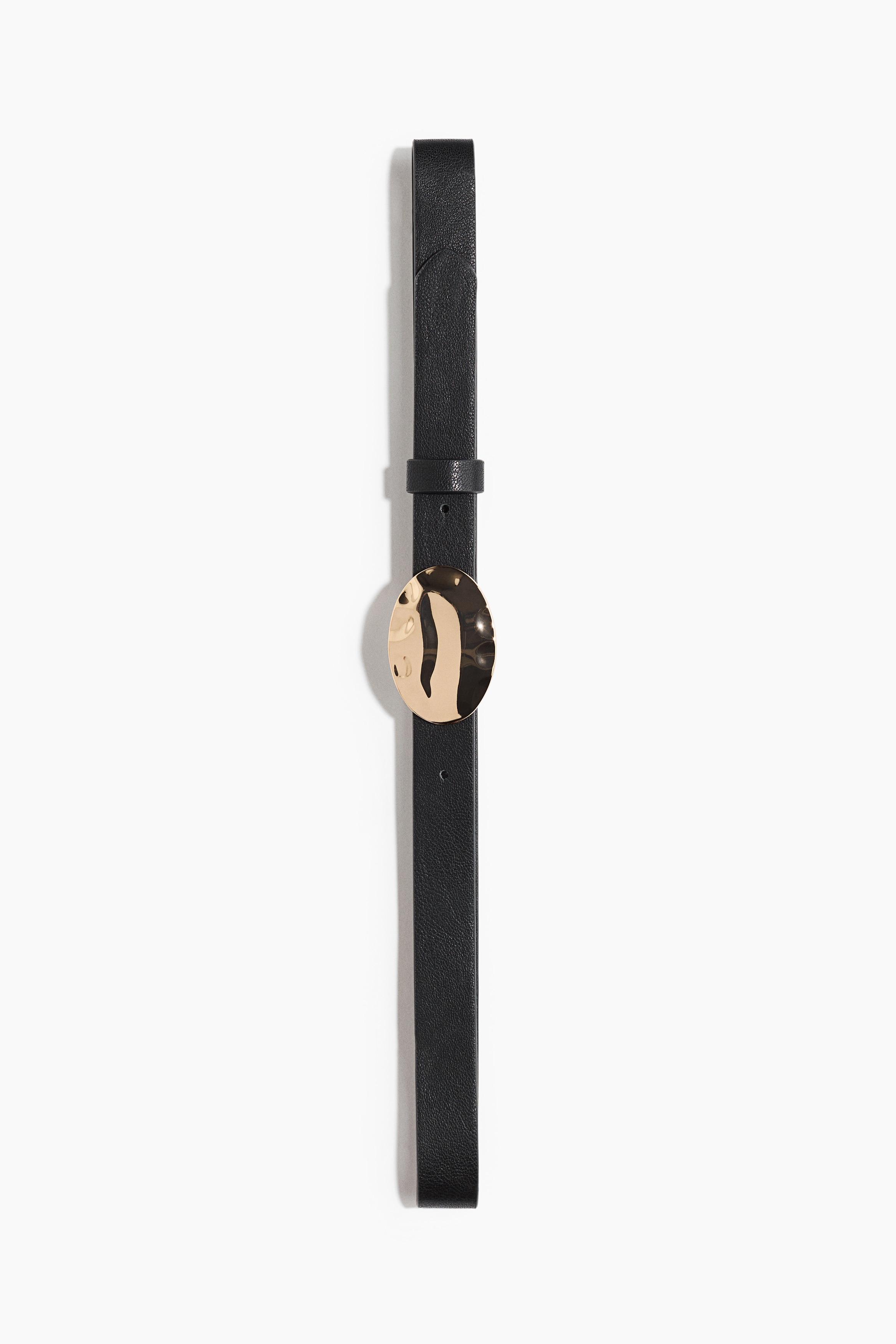 Ceinture En Cuir Noir H&M Taille S (80cm) - Style Minimaliste Et Bon état