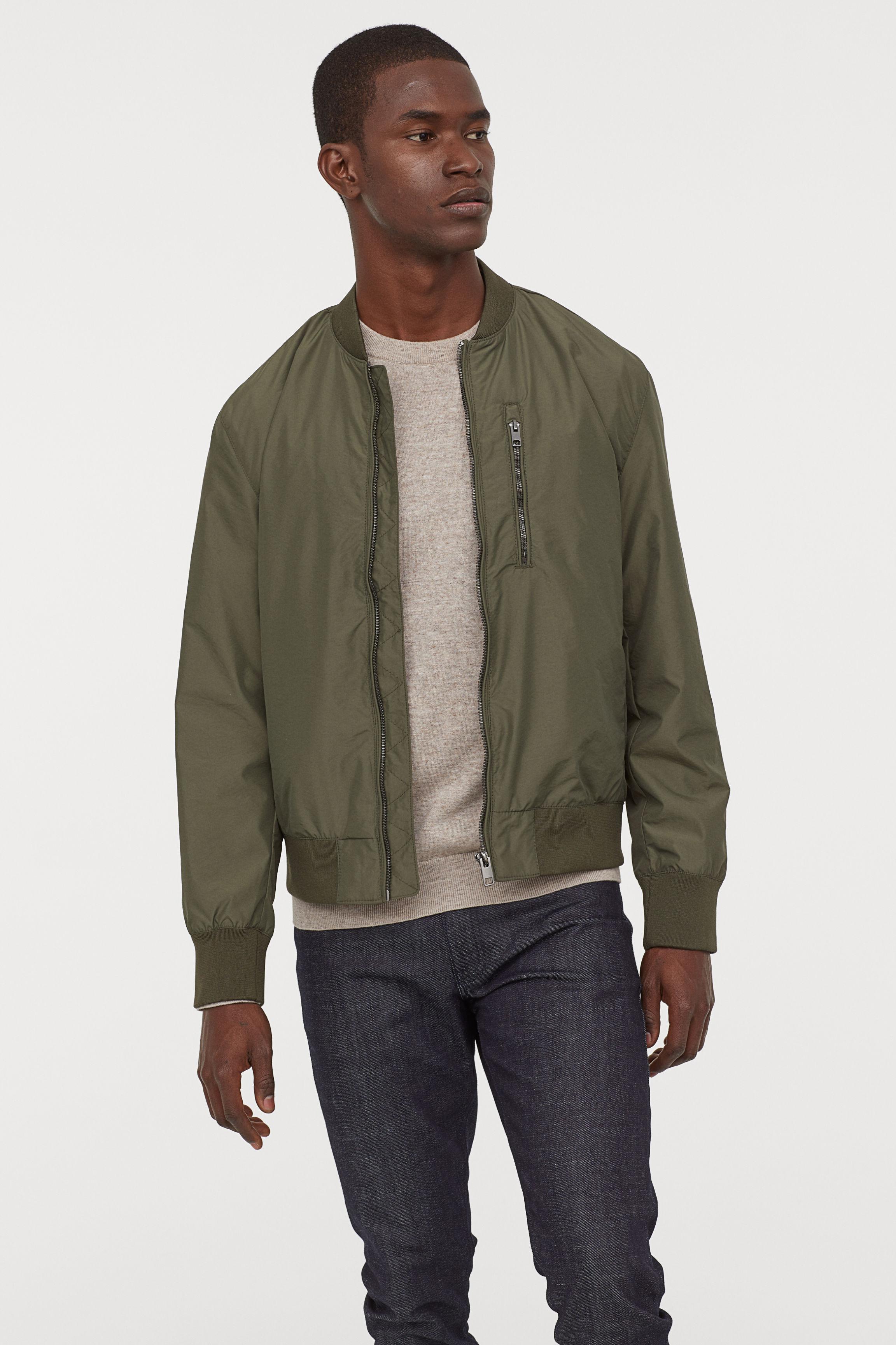 H&M Nylon-blend Bomber Jacket in Green for Men | Lyst