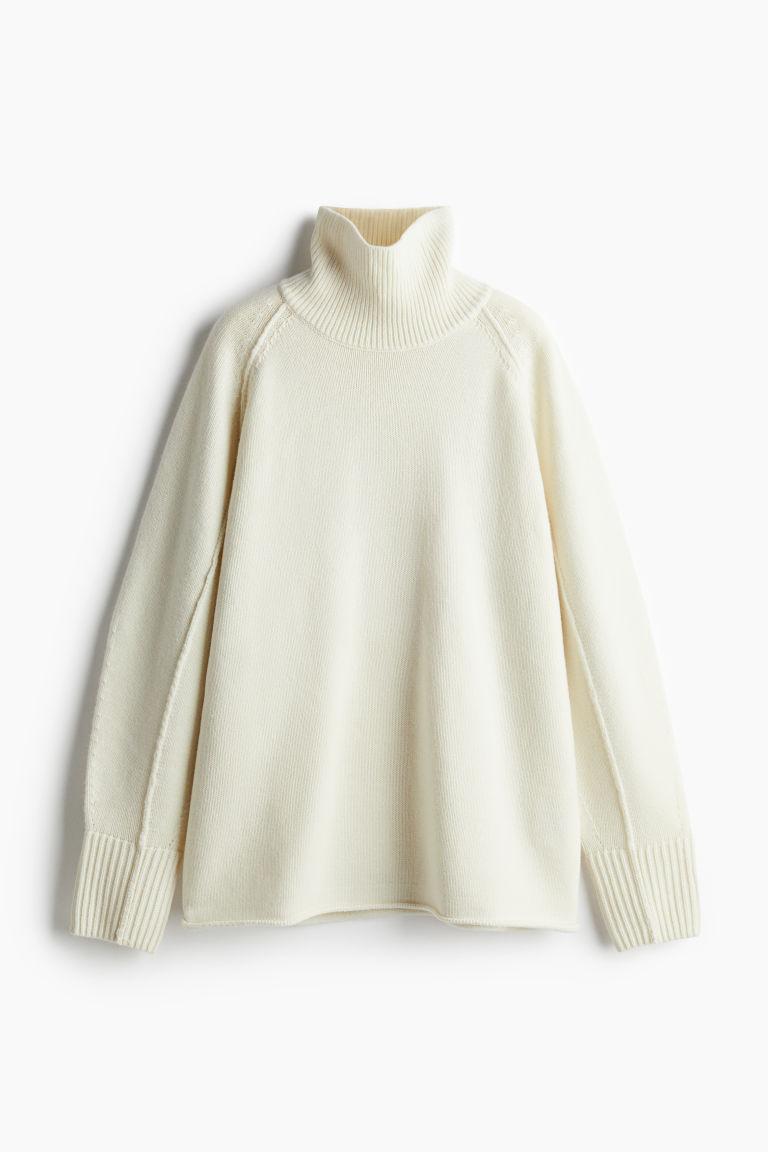 Pull En Laine Avec Col Cheminee H M en coloris Blanc Lyst