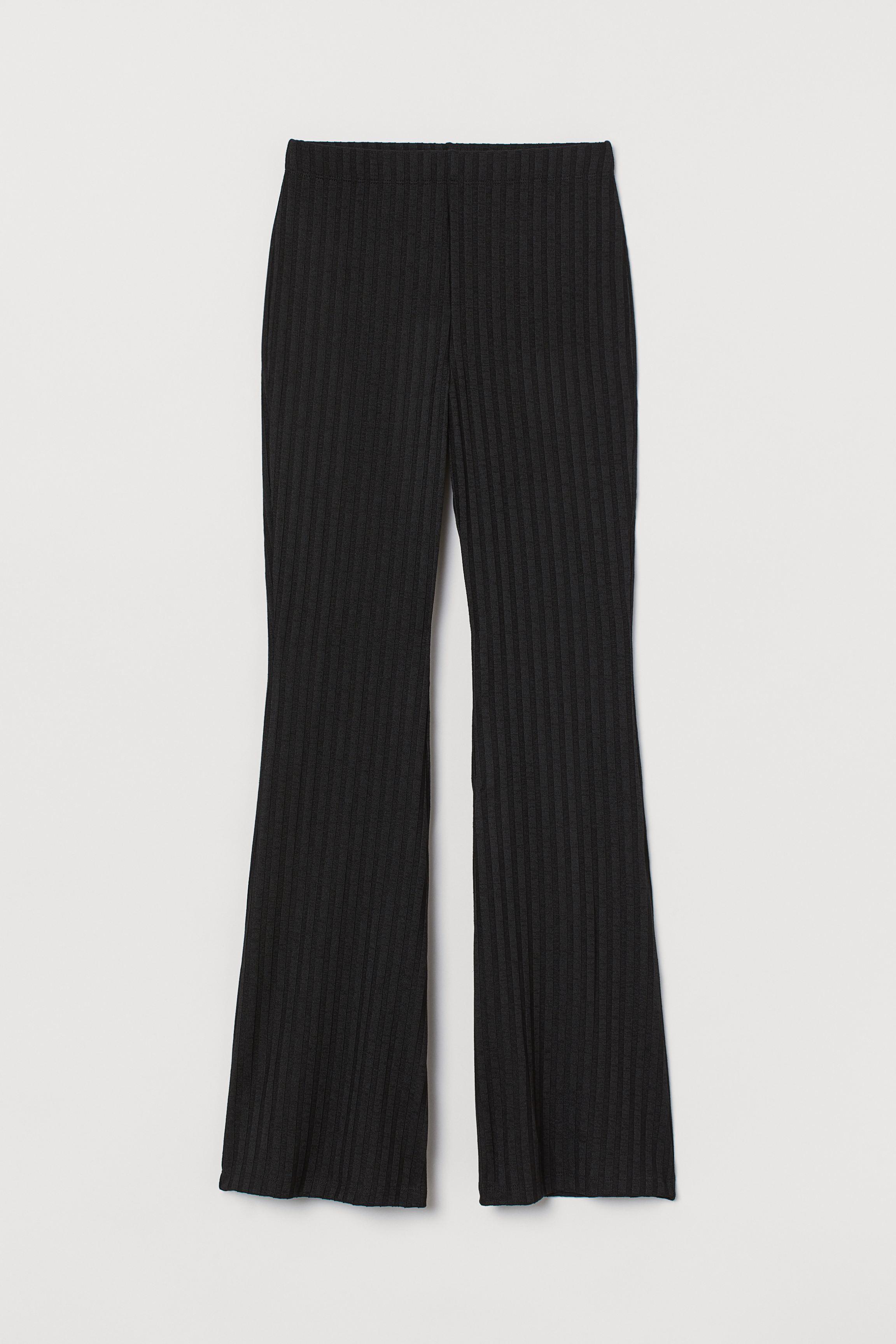 H\u0026M Ribbed Jazz Trousers in Black | Lyst