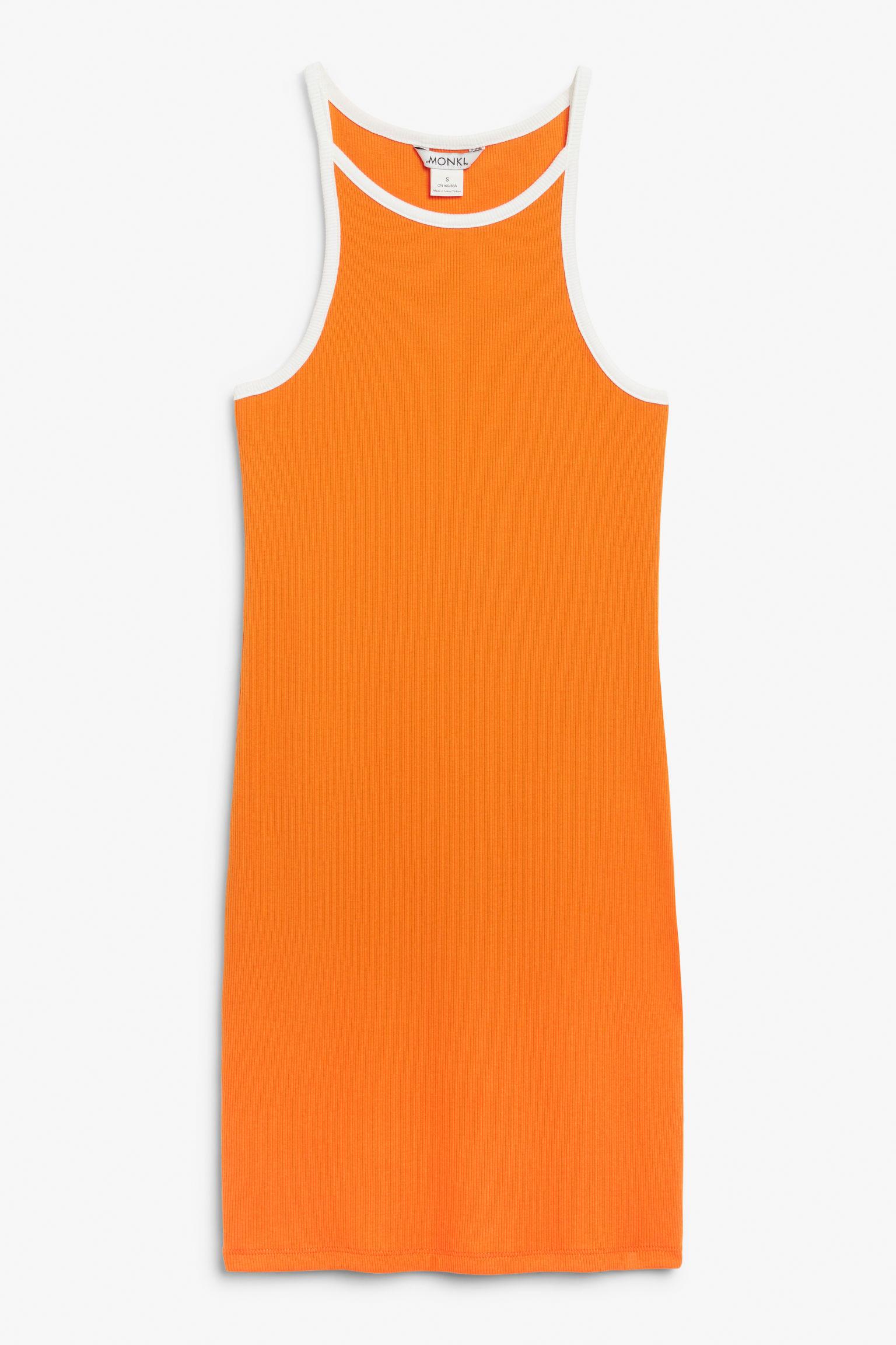 H&M Ribbed Tight Tank Top Dress in Orange | Lyst Canada