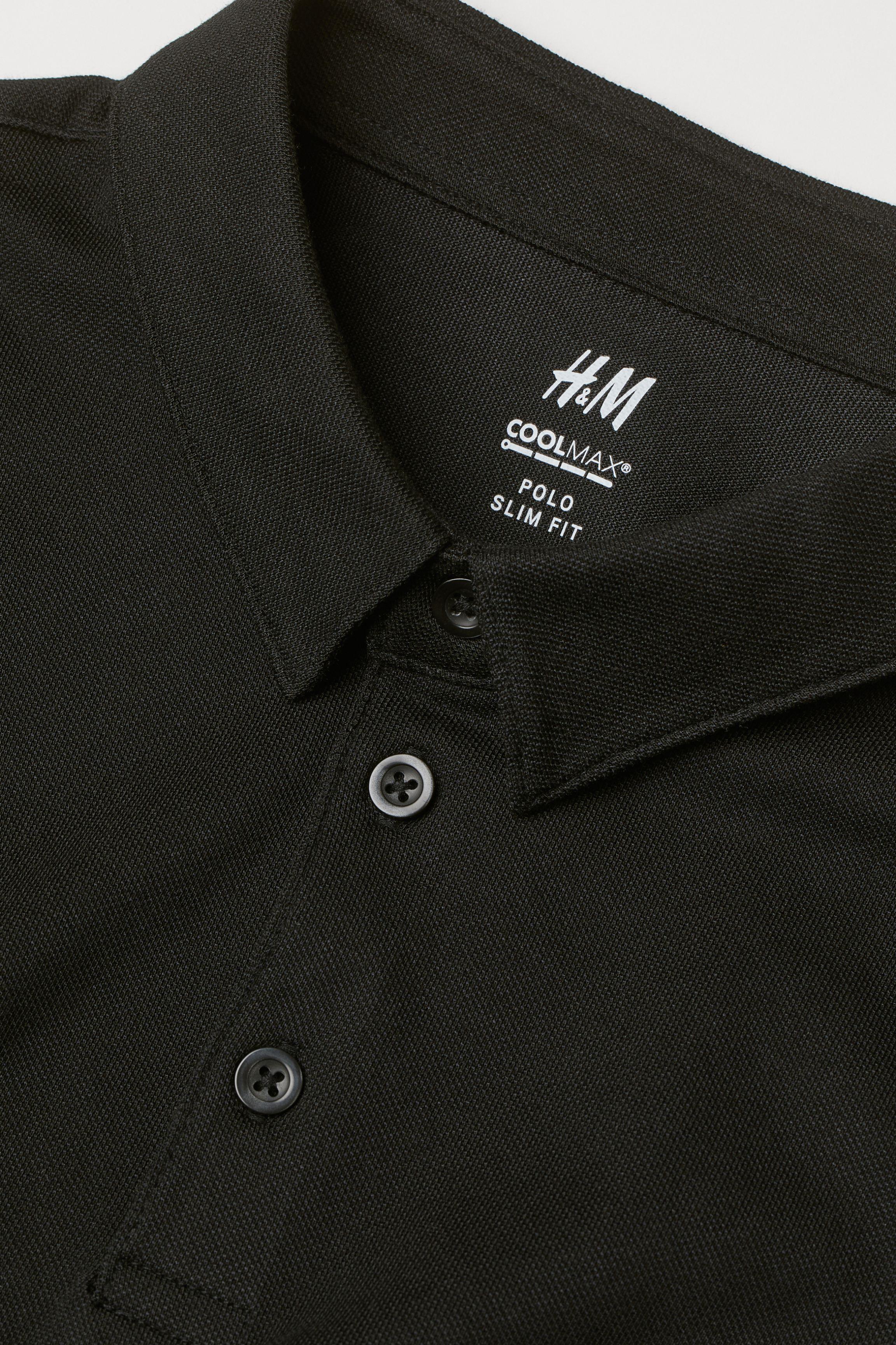 H&M Slim Fit Coolmax® Polo Shirt in Black for Men - Lyst