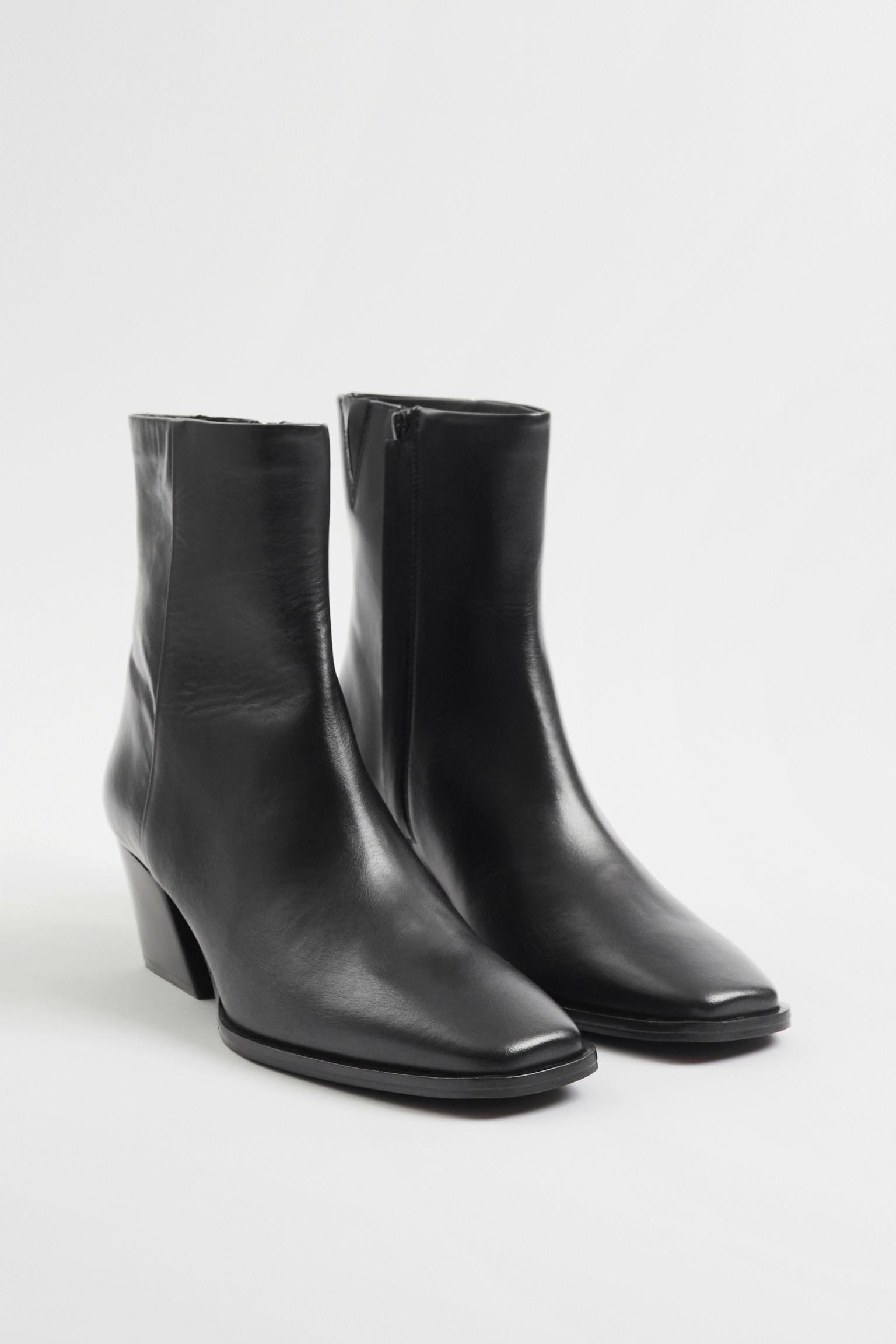H&M Western Leather Ankle Boots in Black | Lyst Canada