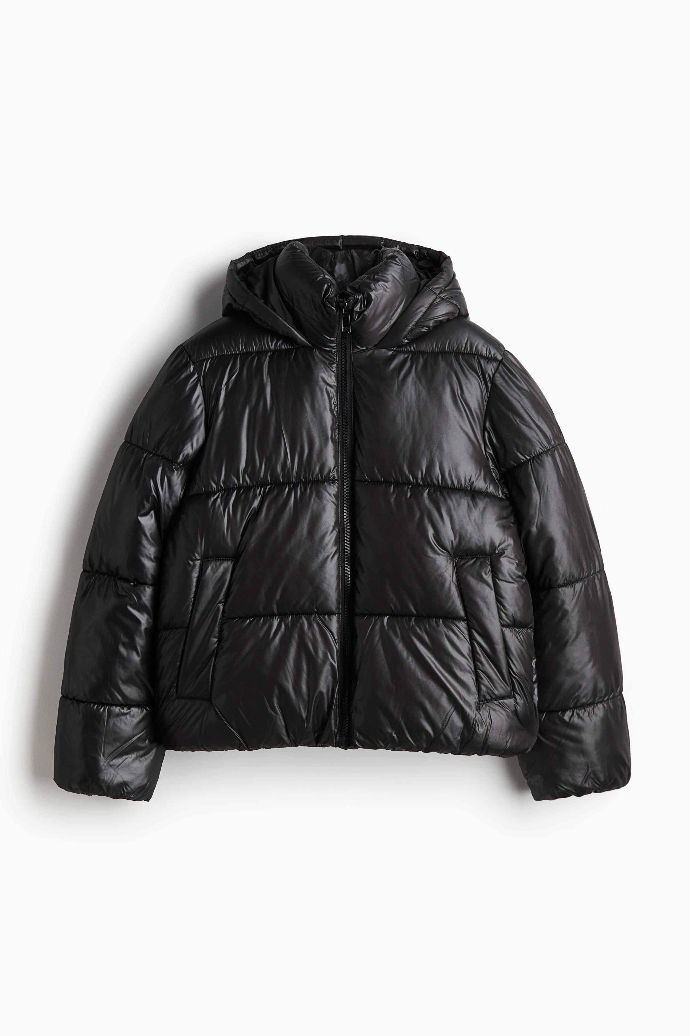H&M Puffer Jacket mit Kapuze in Schwarz Lyst DE