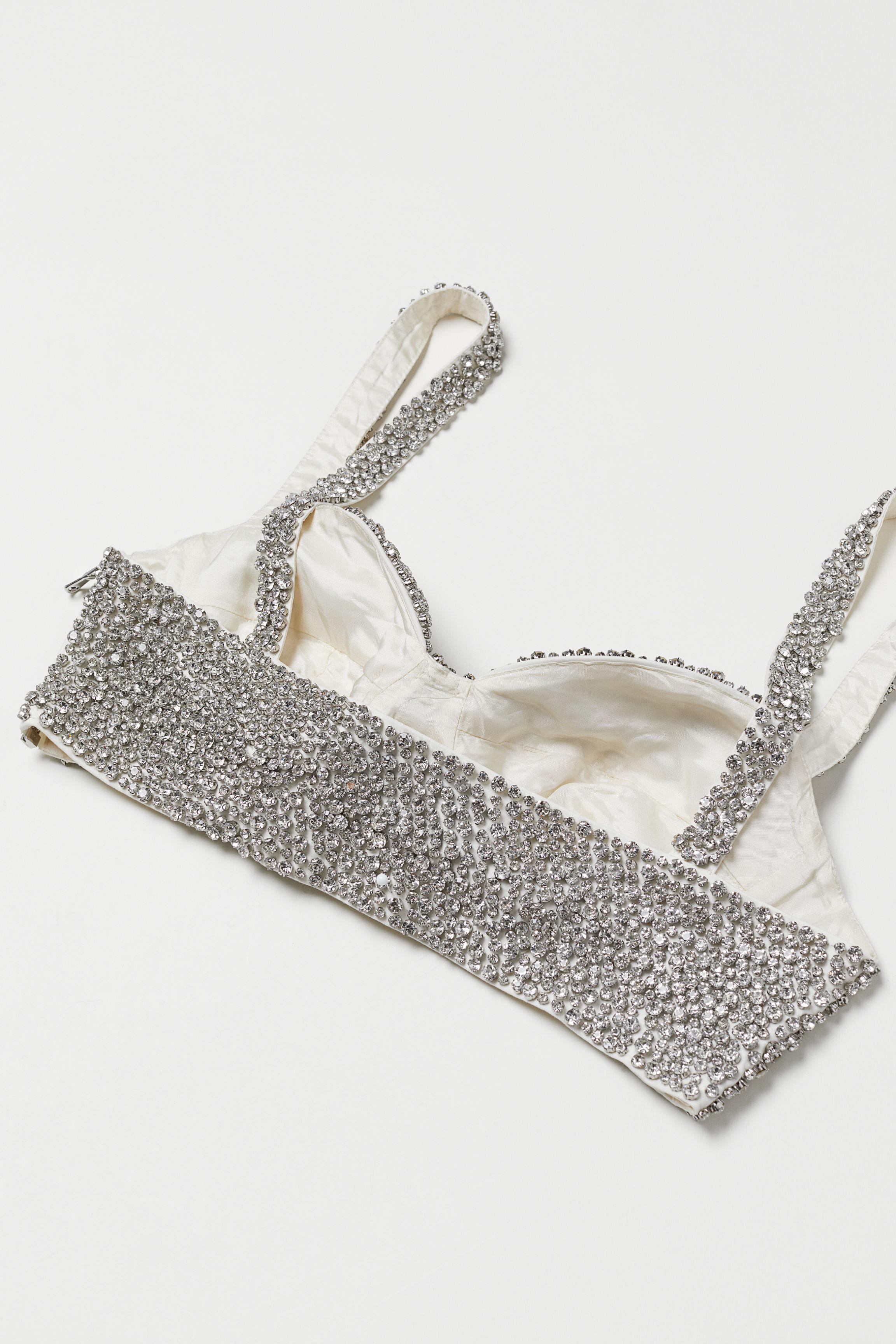 h&m rhinestone covered bustier