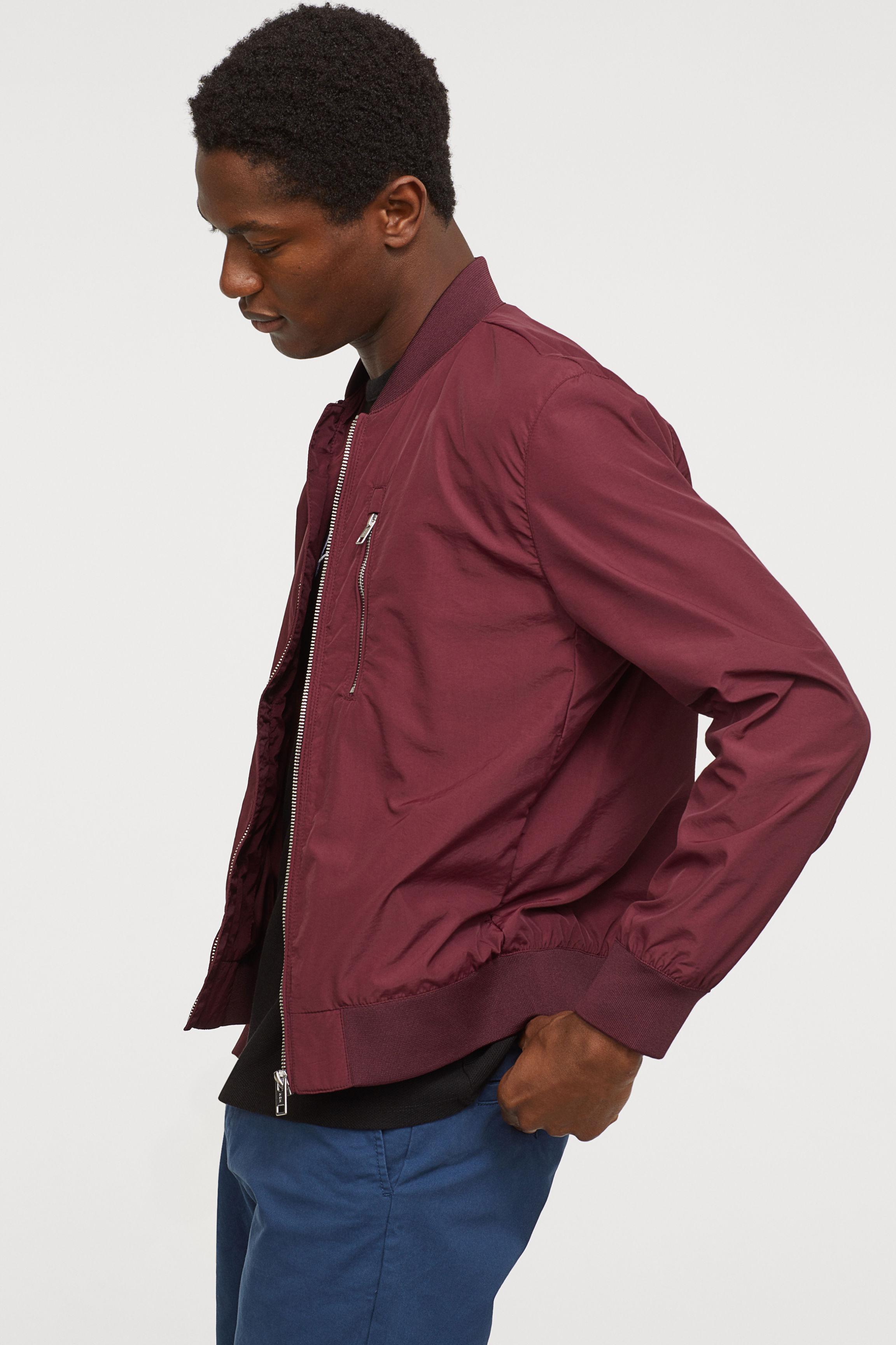 nylon blend bomber jacket