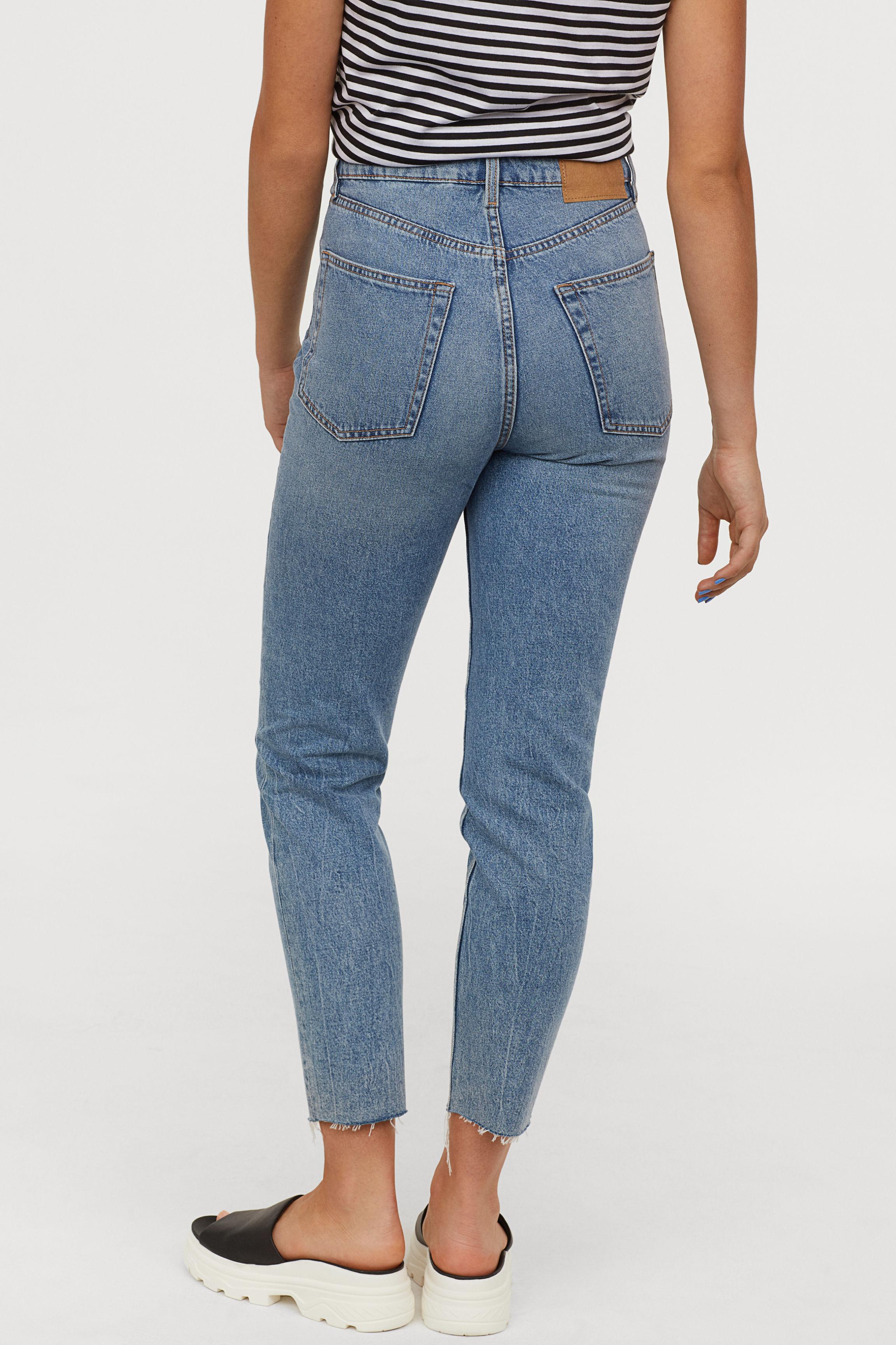 H&M Denim Slim Mom Jeans in Light Denim Blue (Blue) - Lyst
