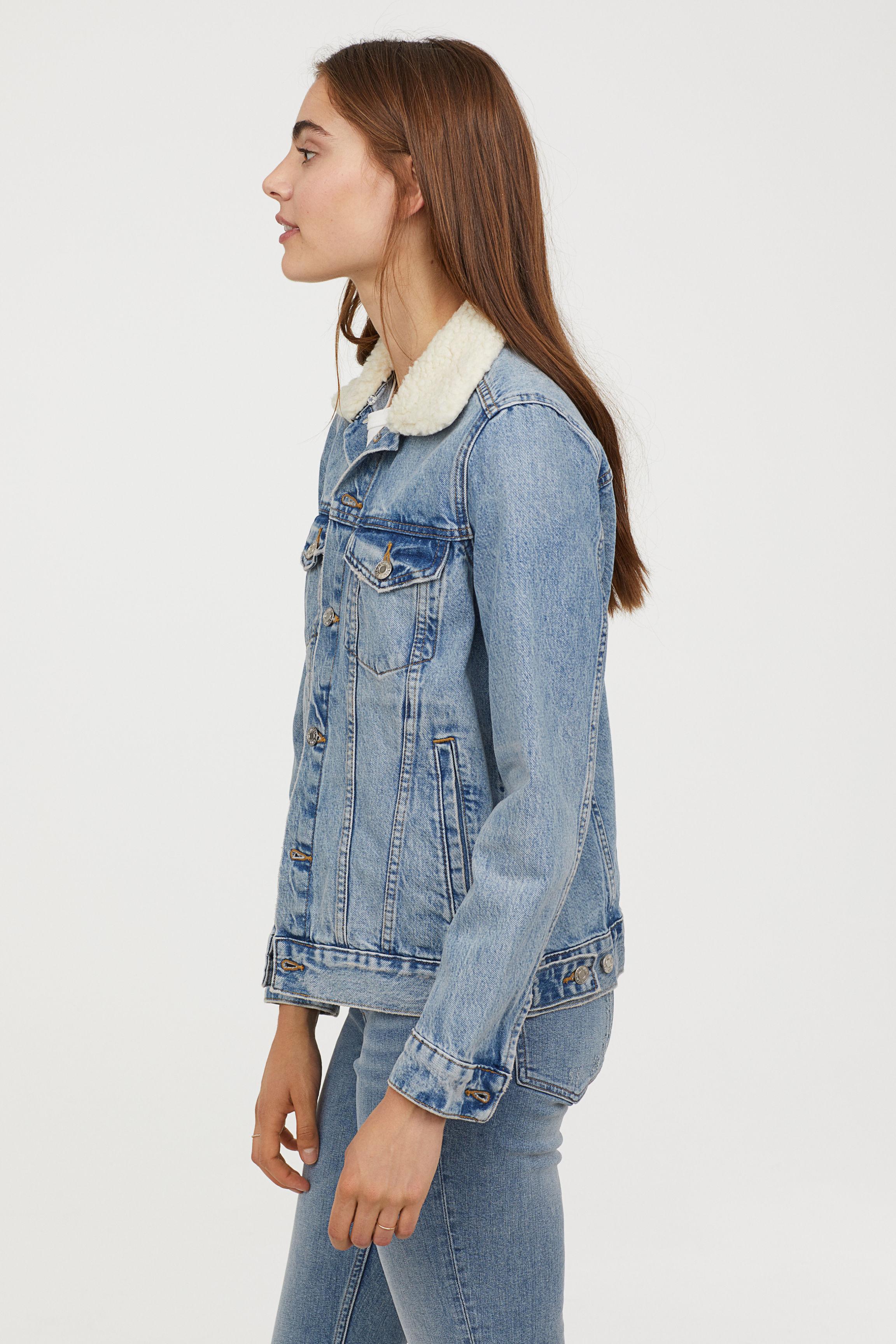 pile collar denim jacket