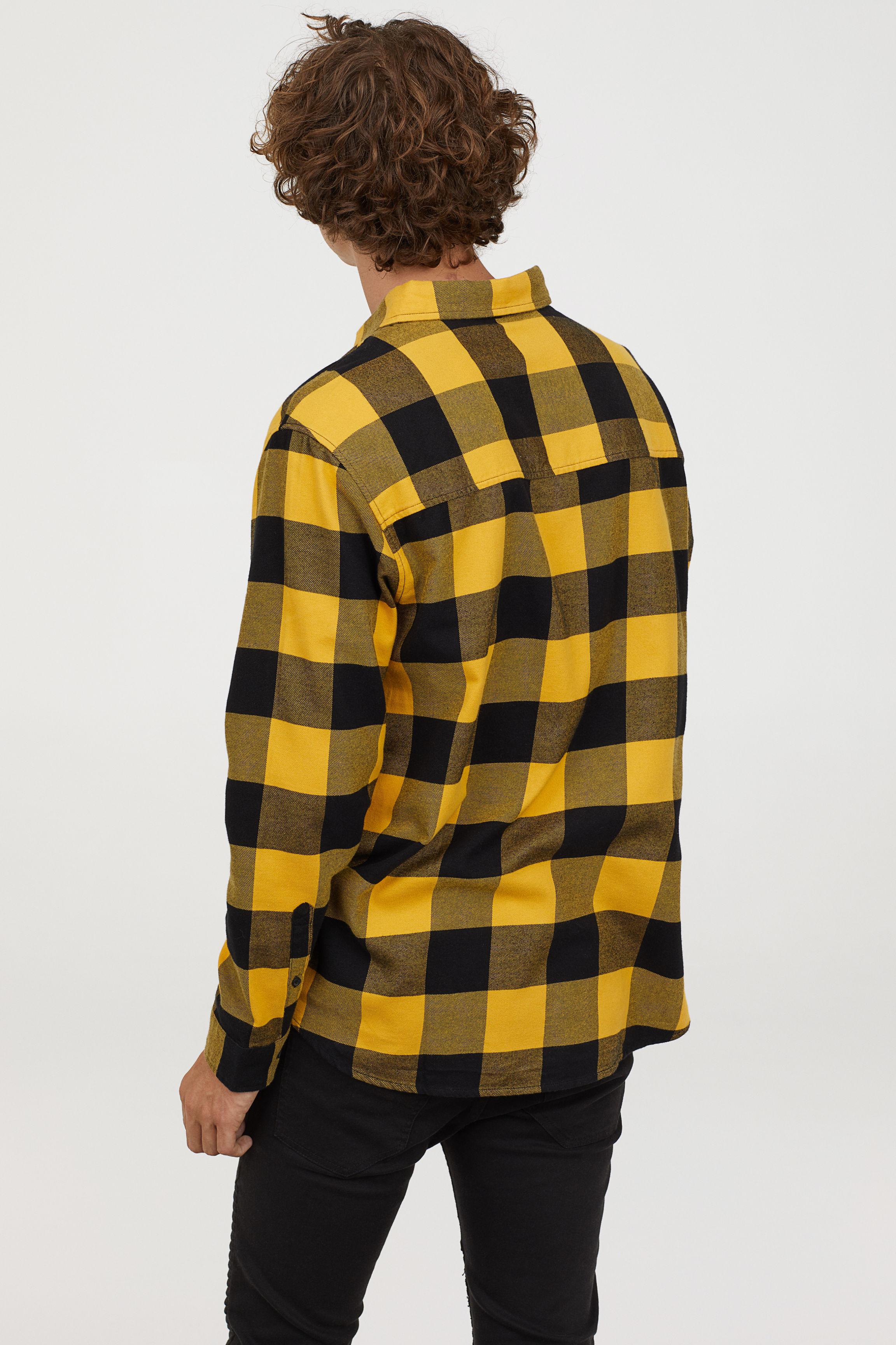 Cotton Flannel Shirt in Yellow for