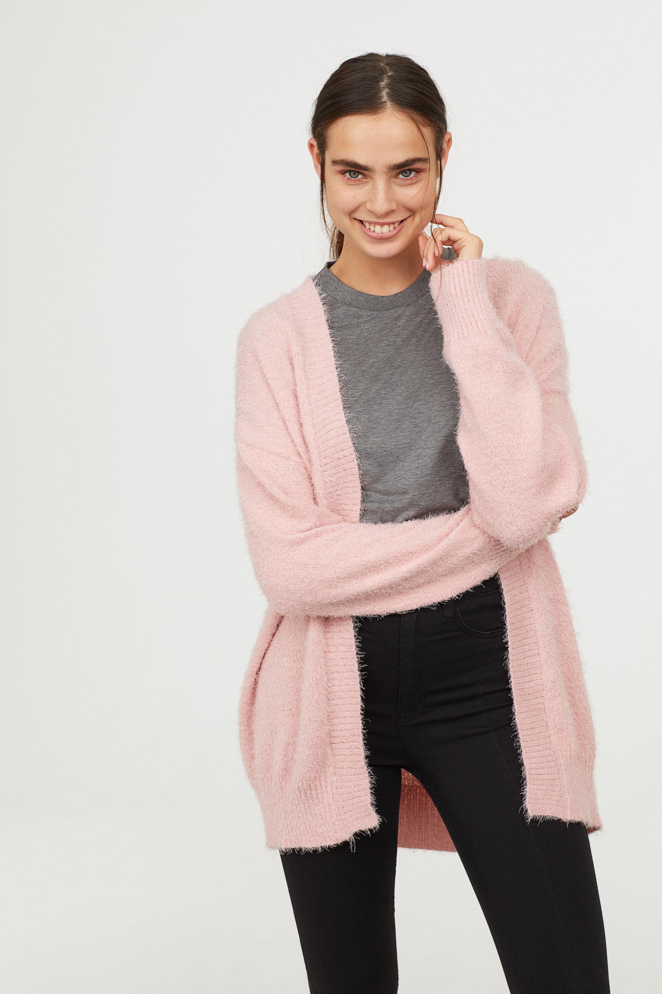 One hundred years belt Hypocrite H&M Fluffy Cardigan in Pink | Lyst