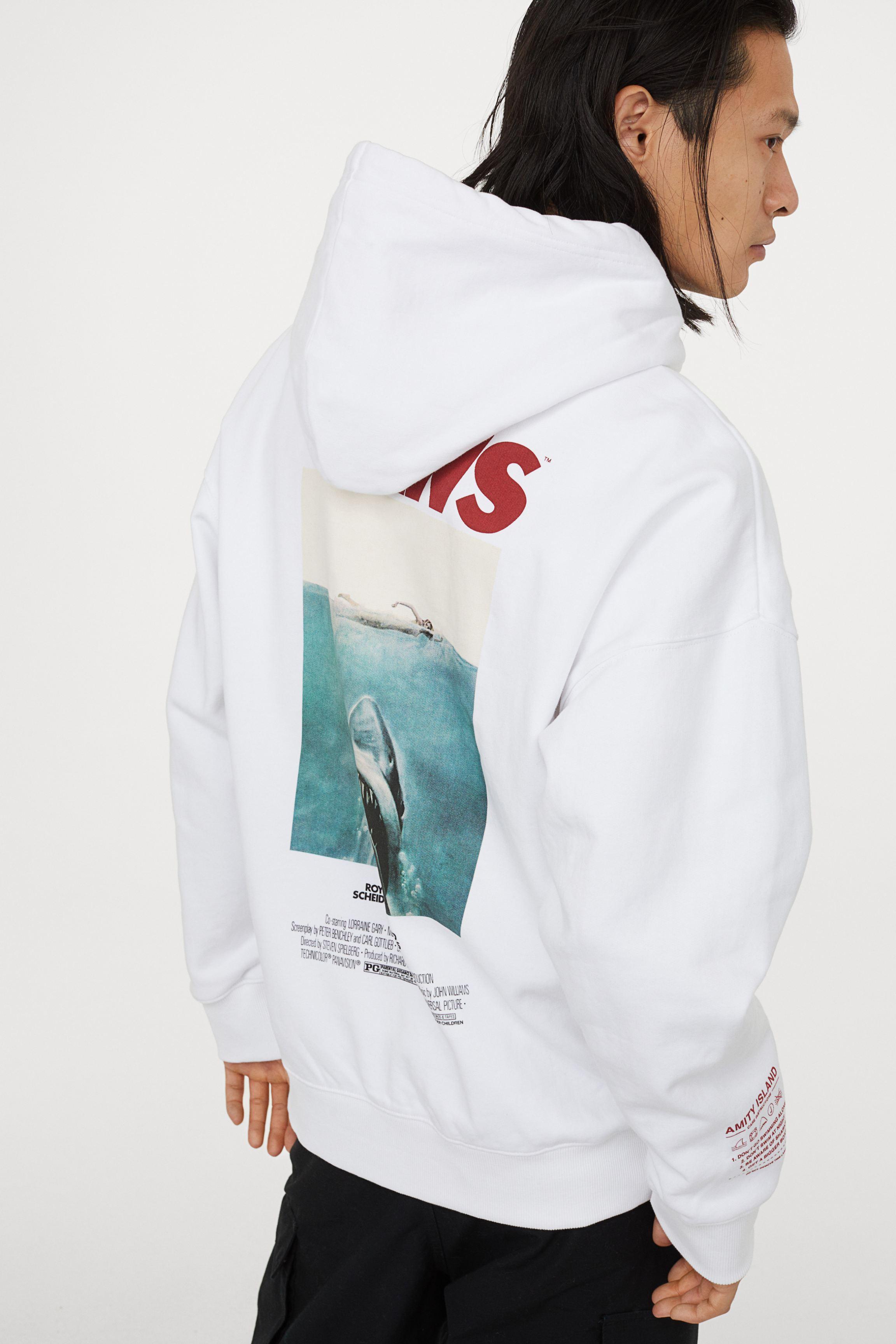 white hoodie men's h&m