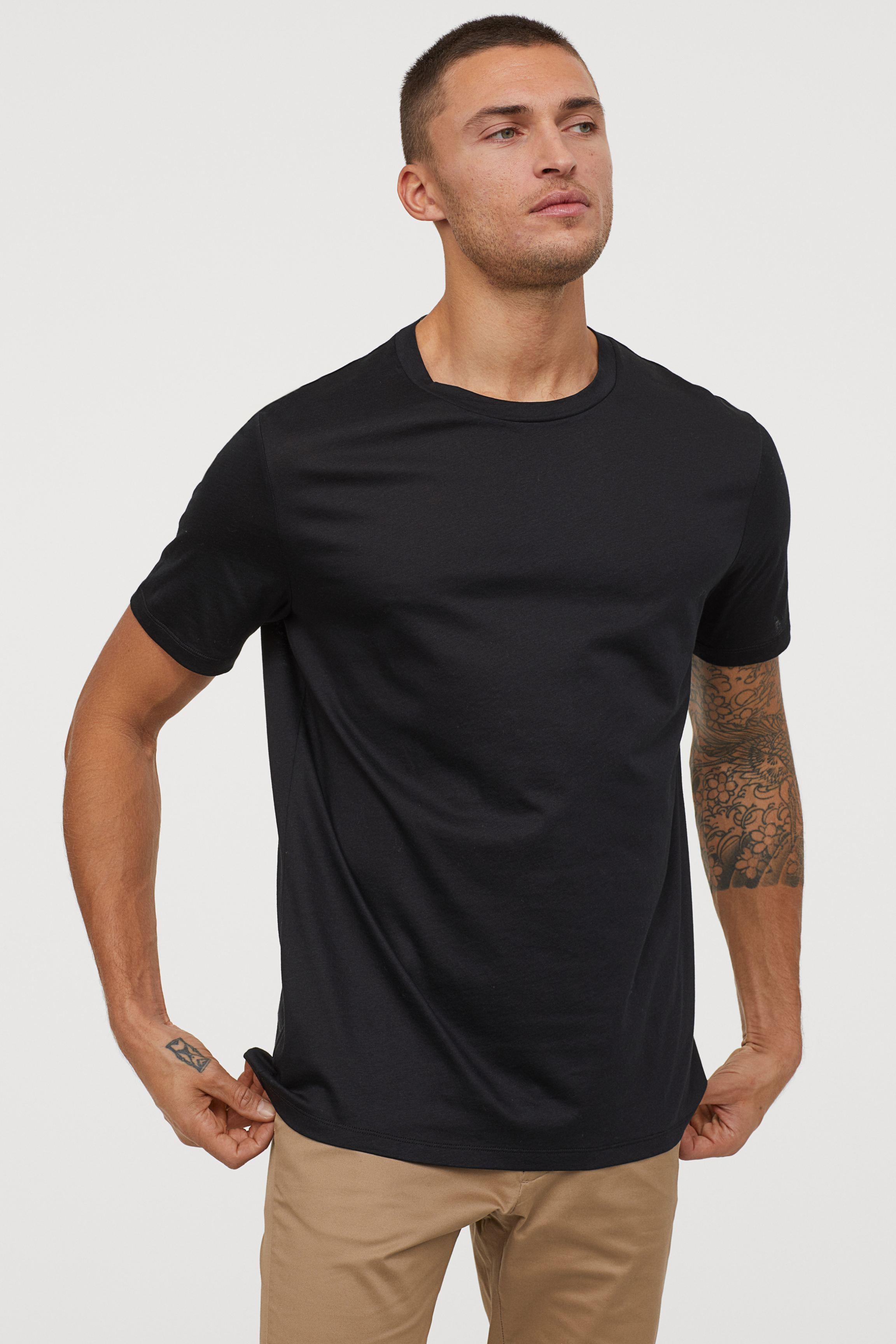 H&M Cotton And Silk T-shirt in Black for Men - Lyst