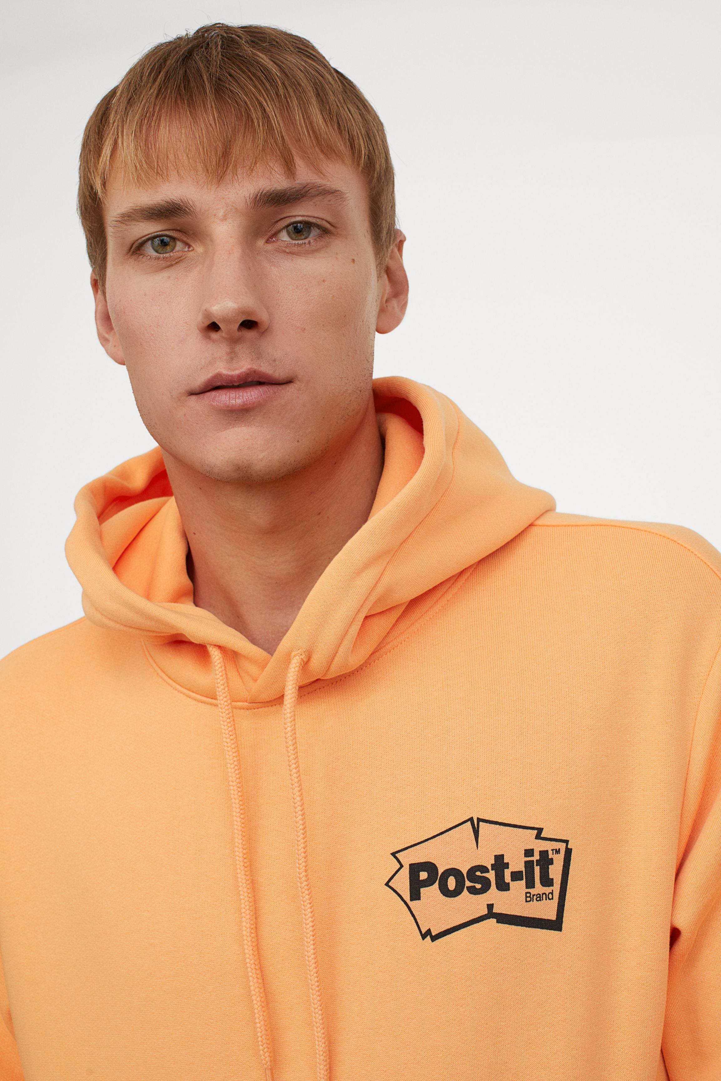 H&M Cotton Hoodie in Orange for Men - Lyst