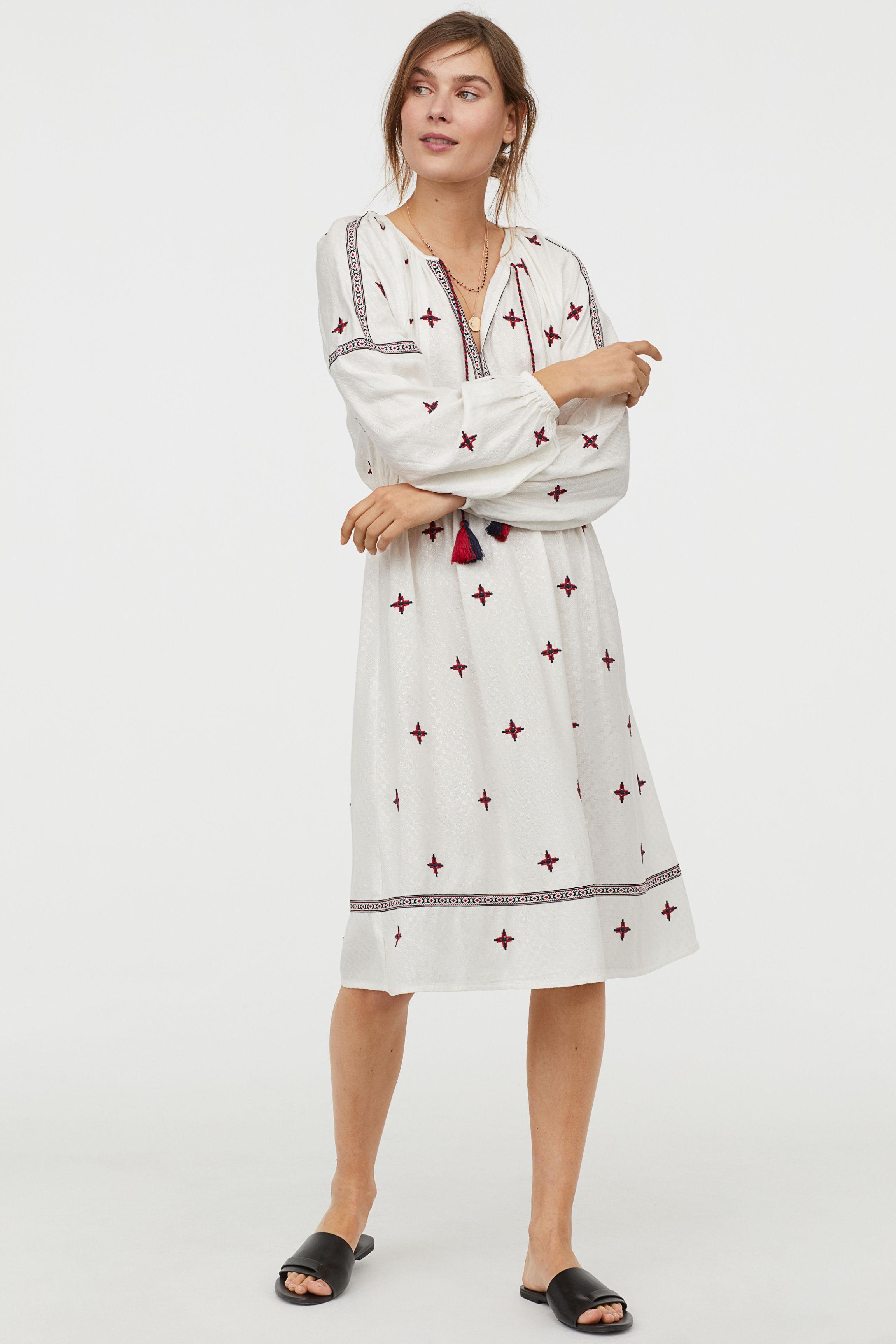 h&m dress with embroidery
