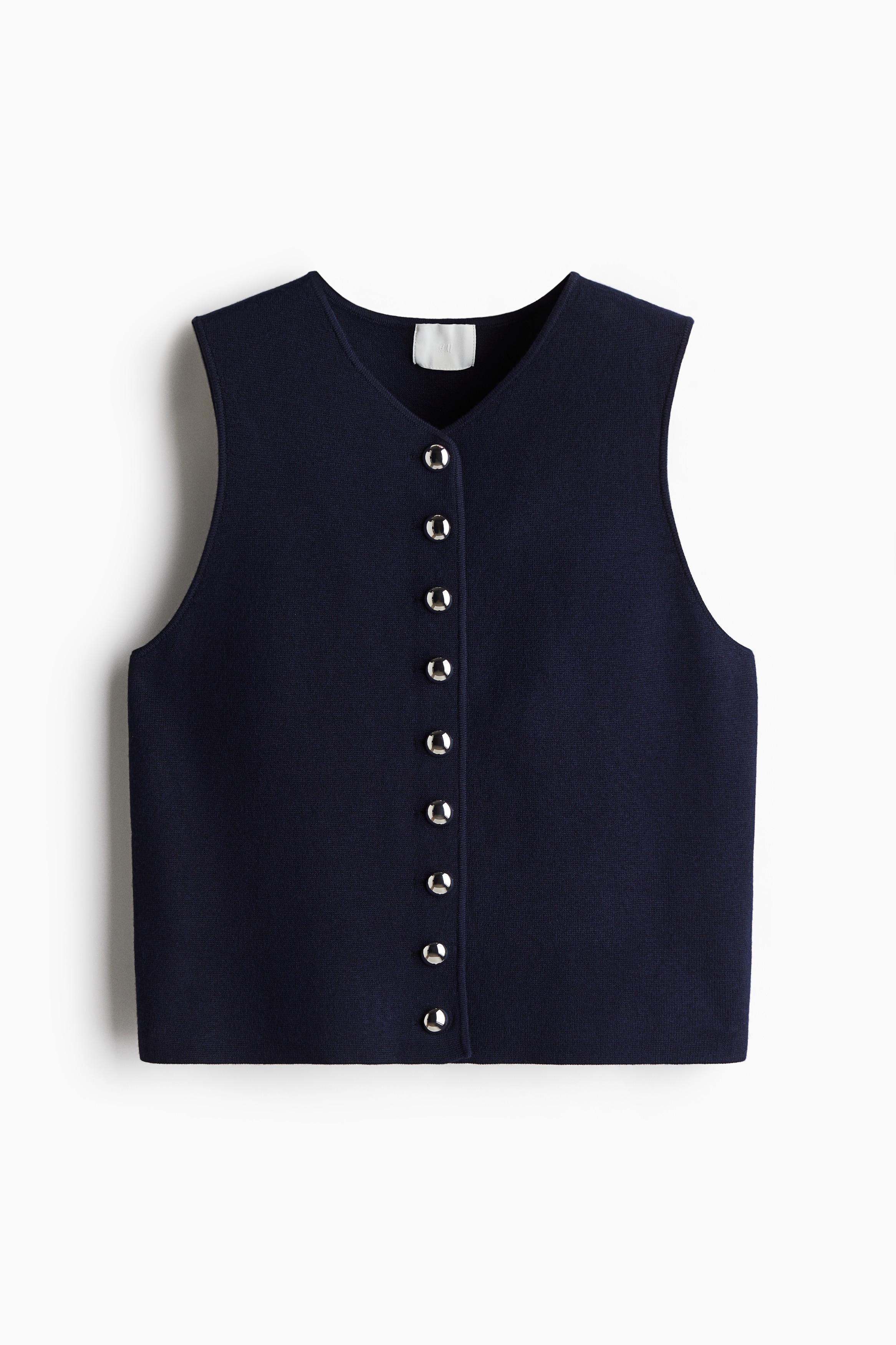 Knit Sweater Hm Pull Sans Manches Sleeveless Extrafine V-neck