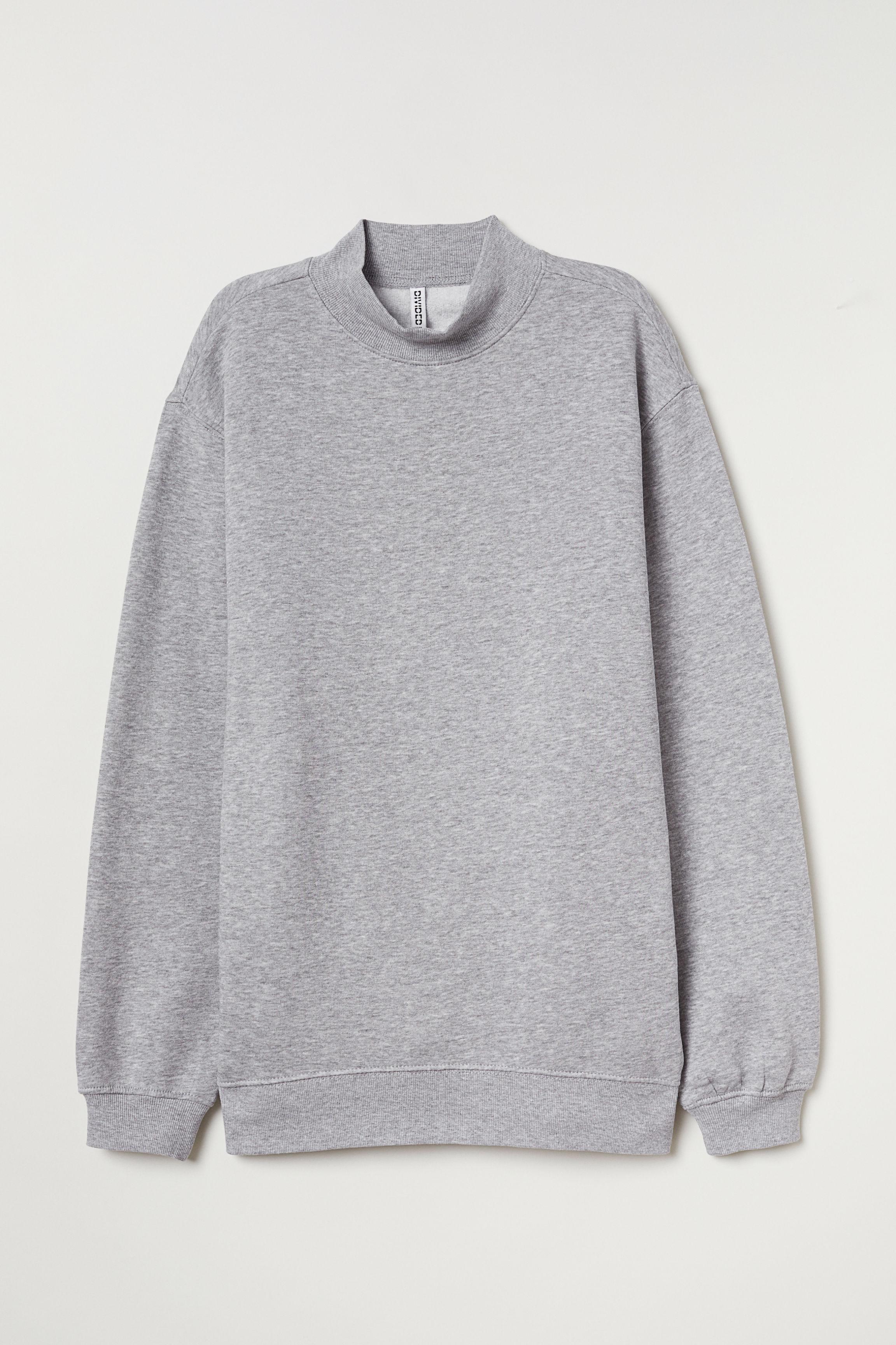 Download H&M Cotton Mock-turtleneck Sweatshirt in Light Gray ...