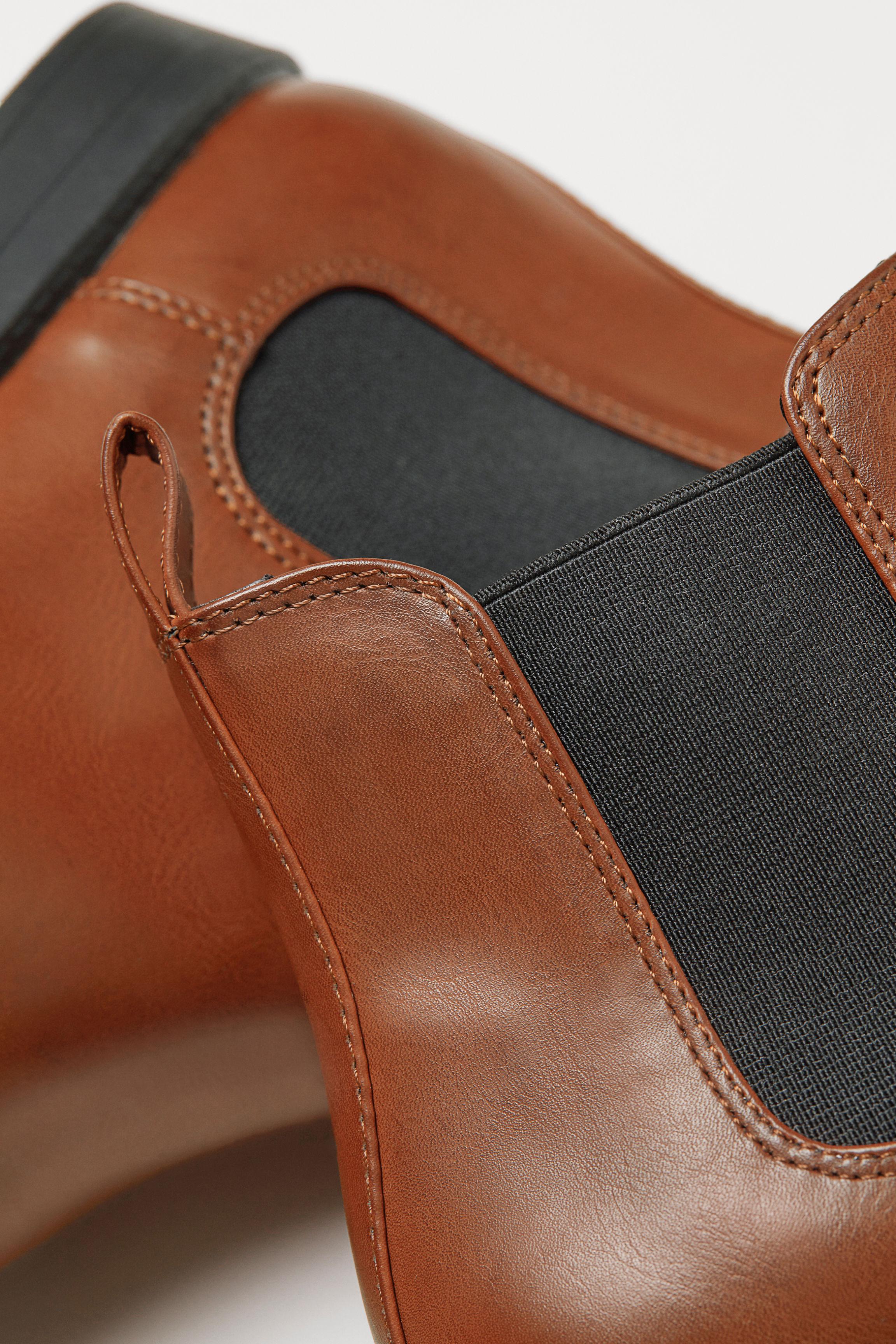 H&amp;M Satin Chelsea Boots in Brown Lyst