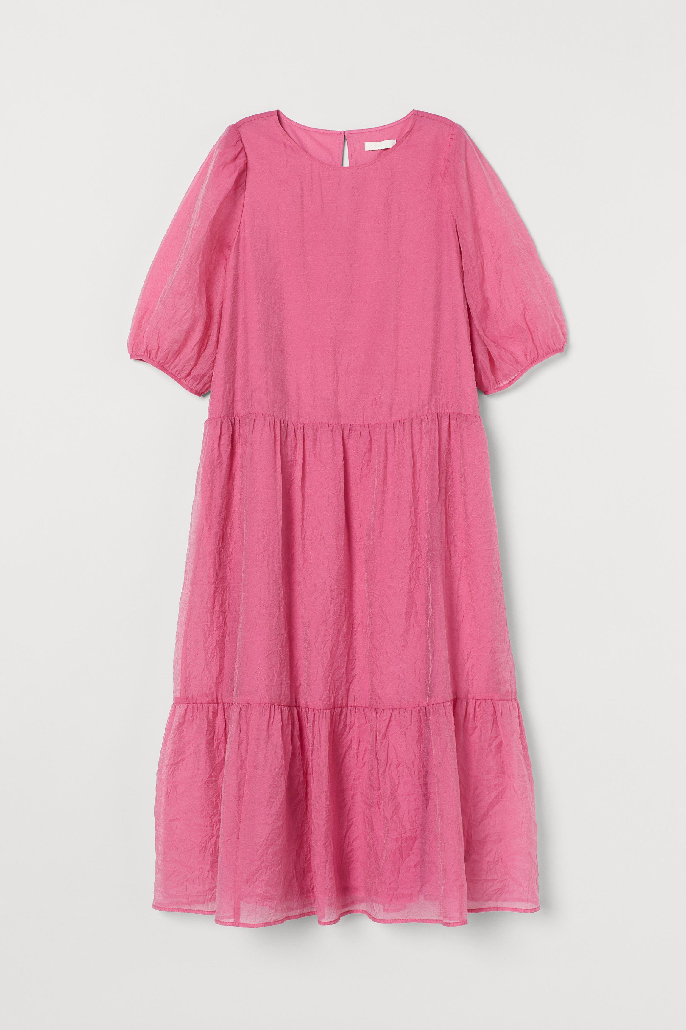 h&m pink checkered dress
