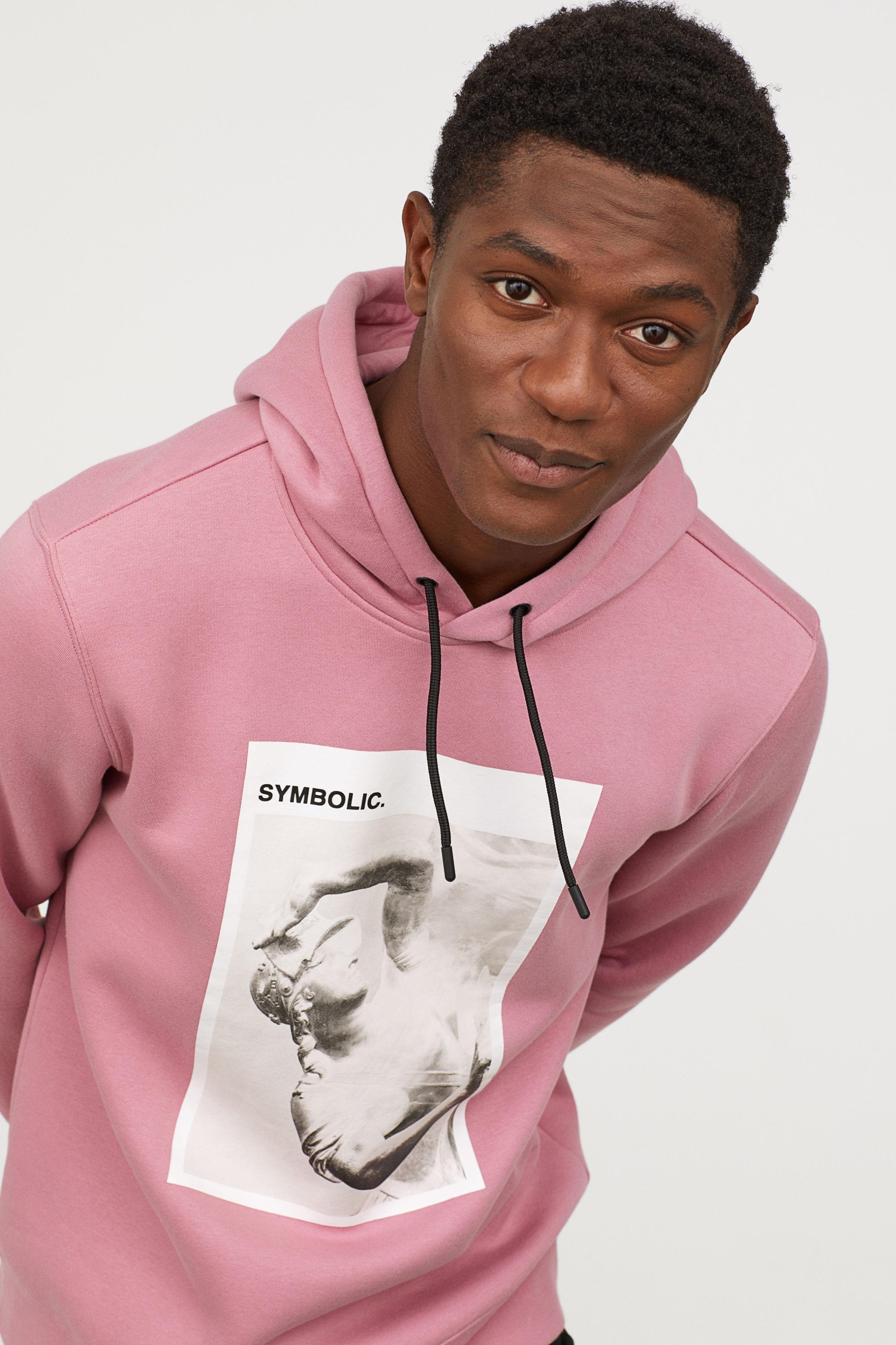 h&m pink mens hoodie