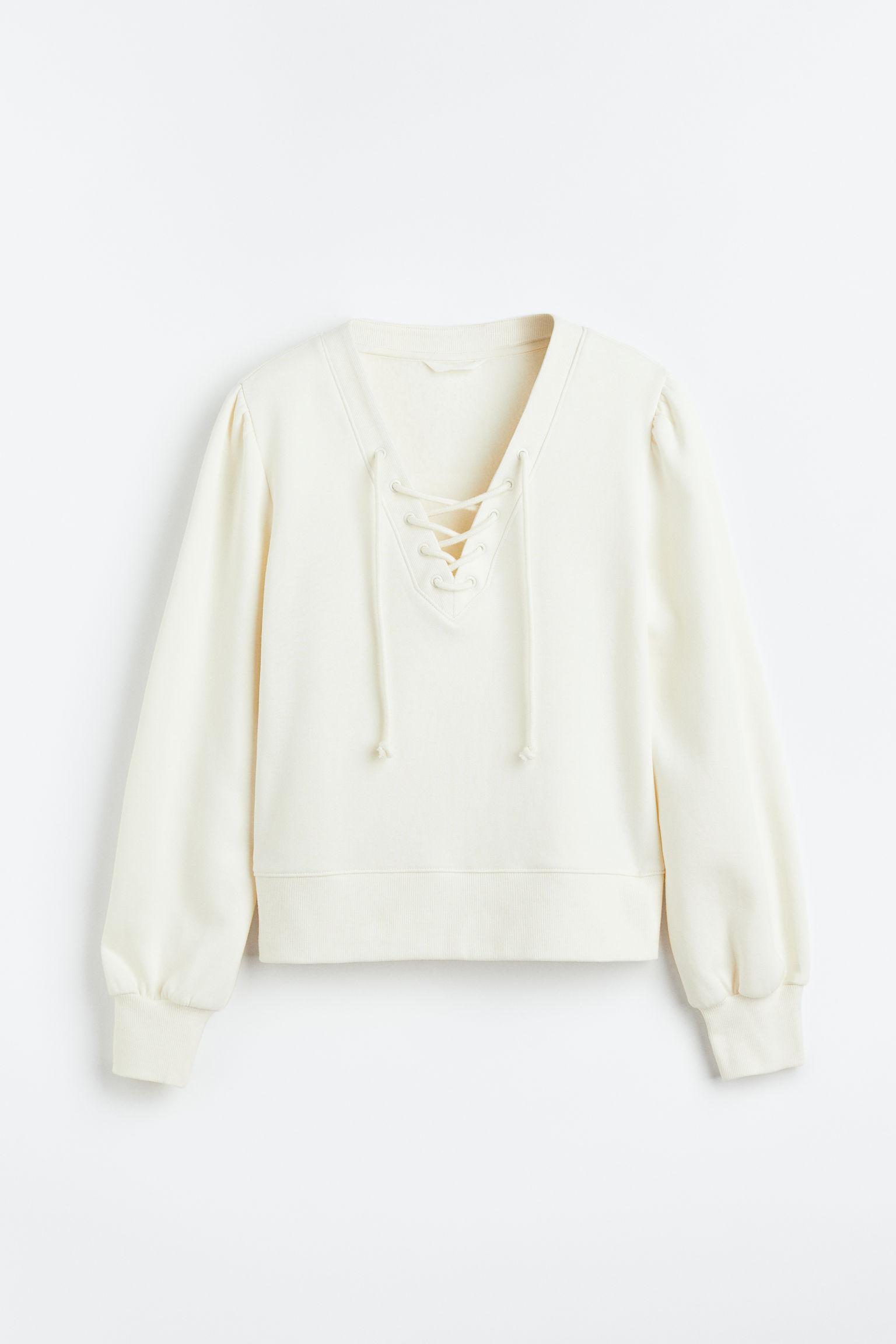 lastig alarm Leidingen H&M Sweater Met Rijgsluiting in het Wit | Lyst NL