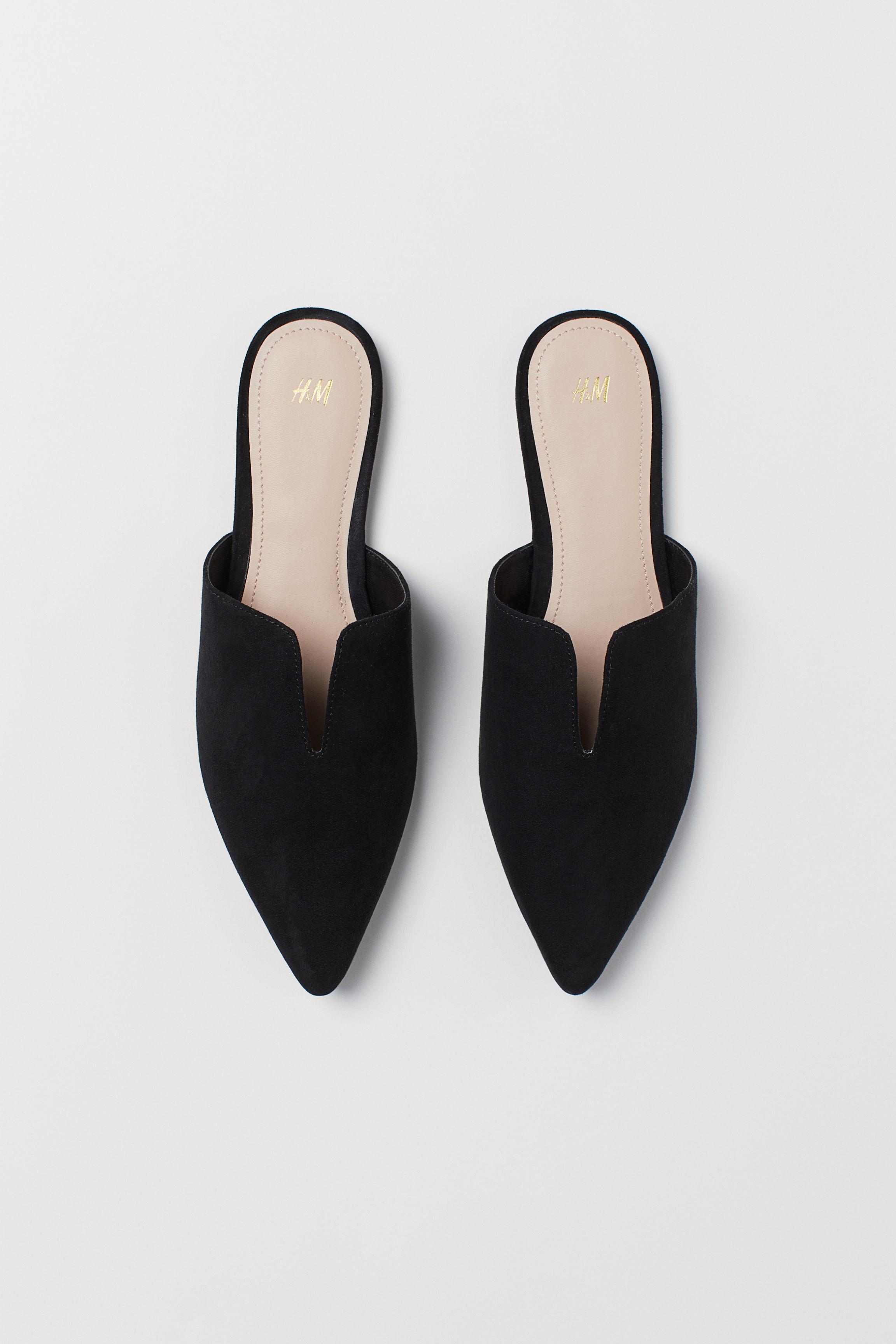 H&M Pointed Mules in Black | Lyst