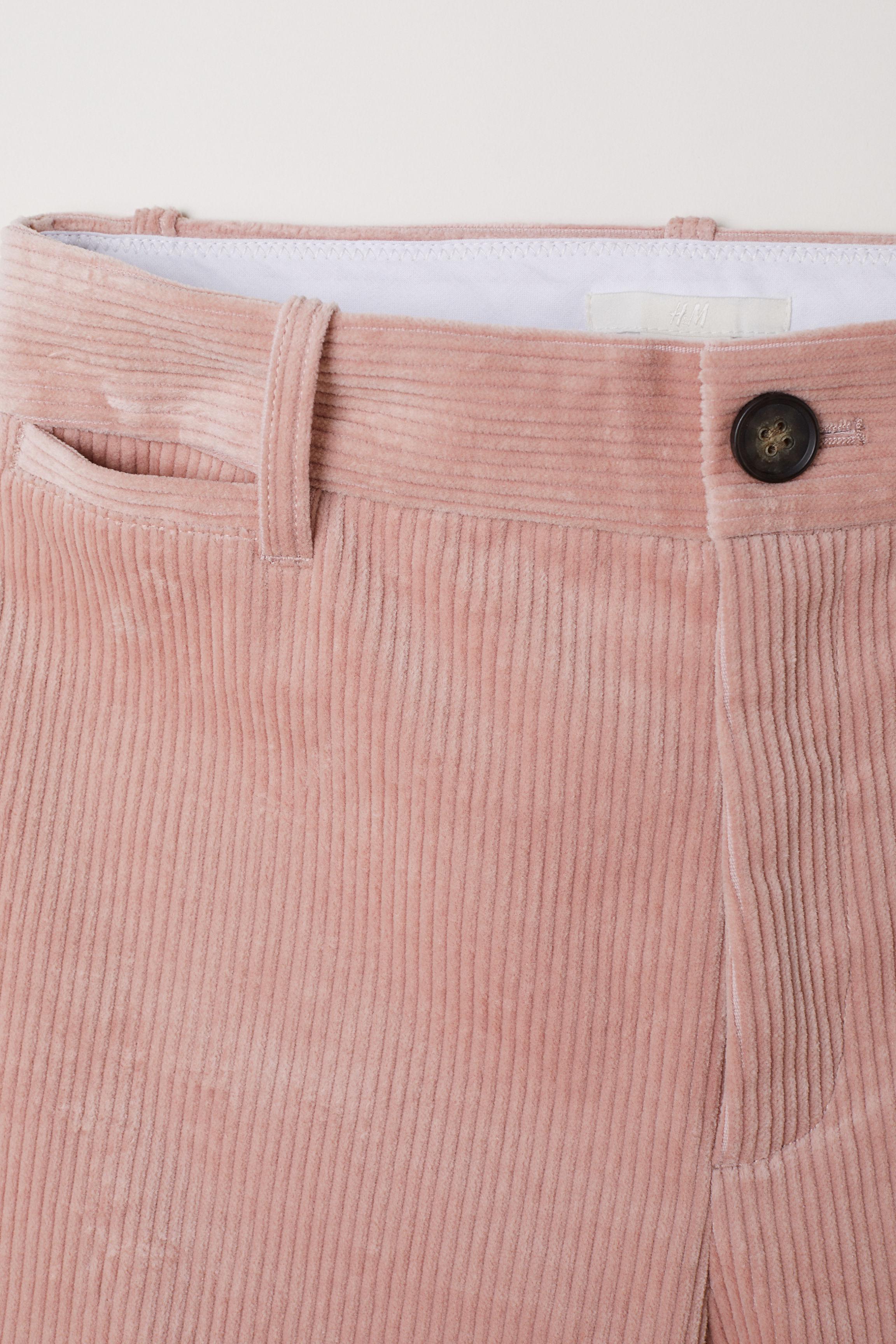 H&M Cotton Wide-leg Corduroy Pants in Powder Pink (Pink) - Lyst