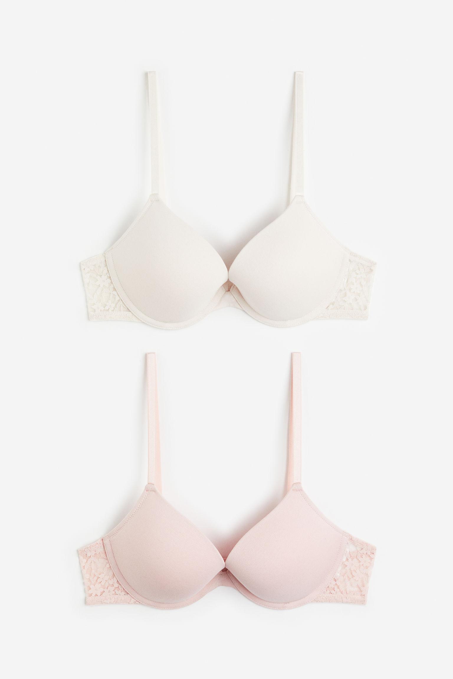 H&M 2-pack Cotton Push-up Bras in Pink | Lyst Canada