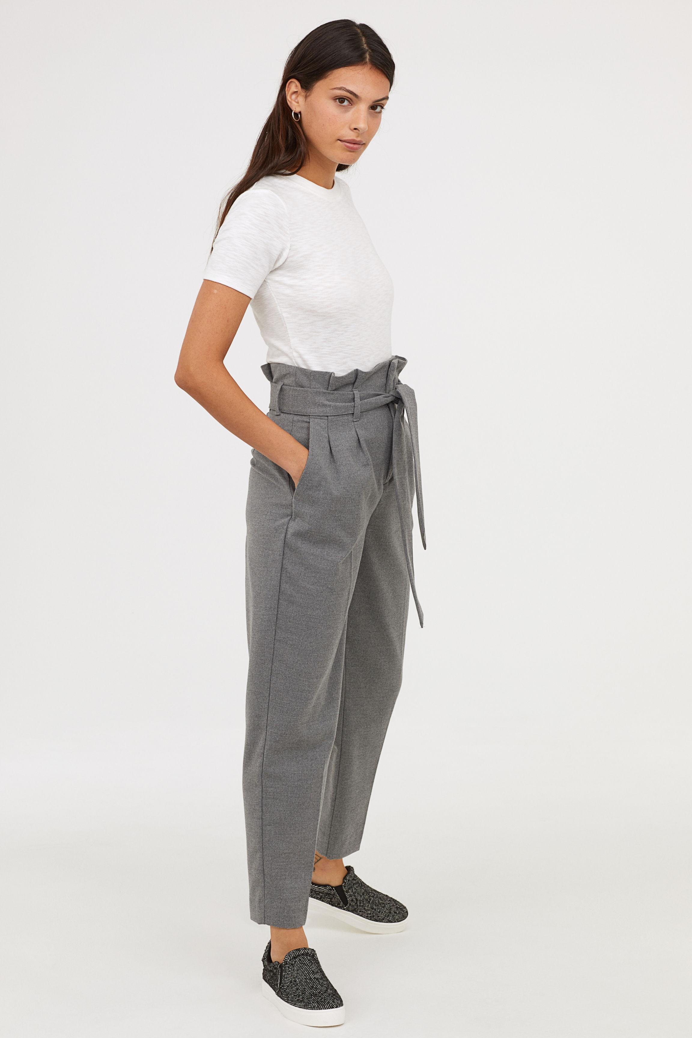 H&M Paper Bag Trousers in Gray | Lyst