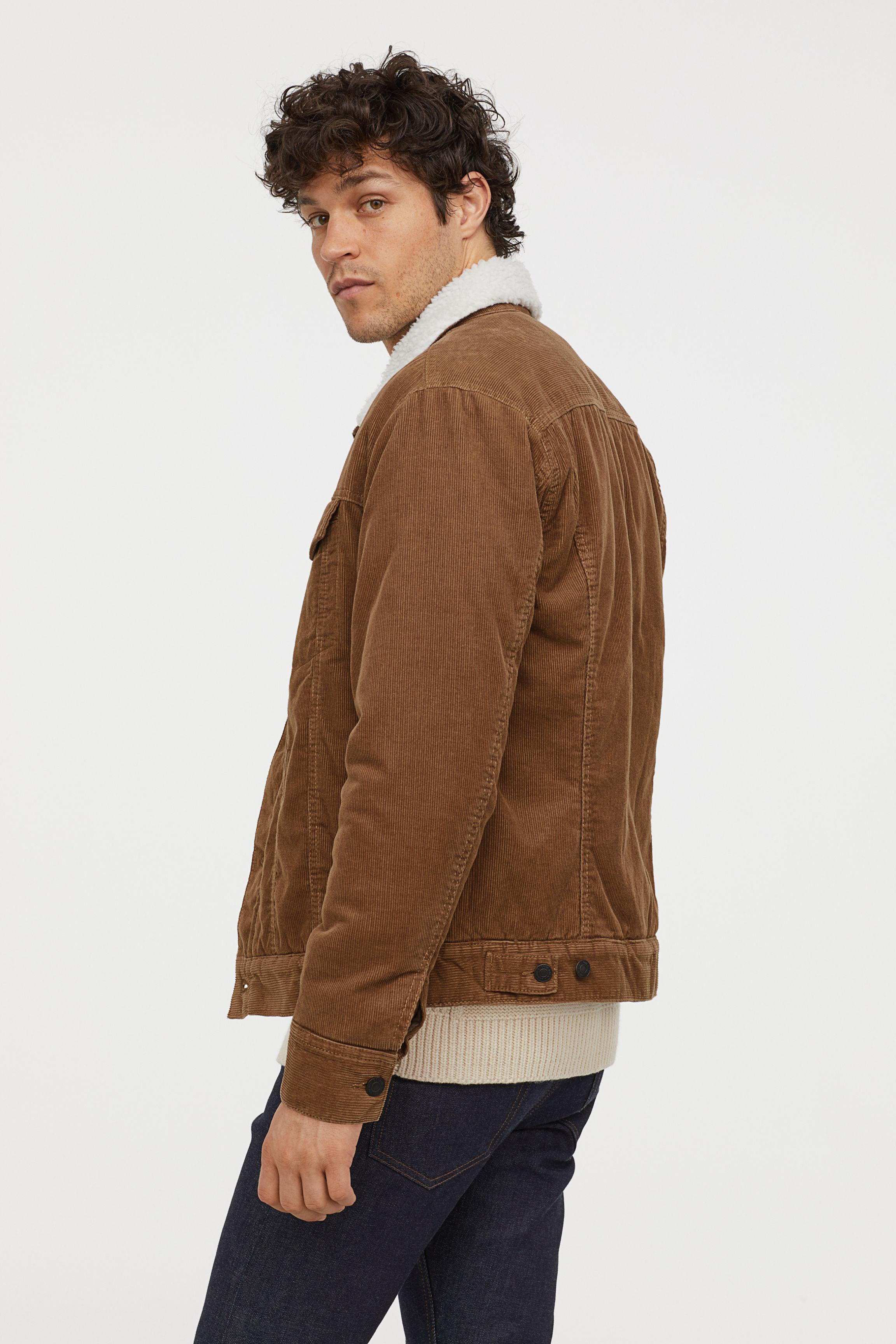 H&M Pile-lined Corduroy Jacket in Brown for Men | Lyst