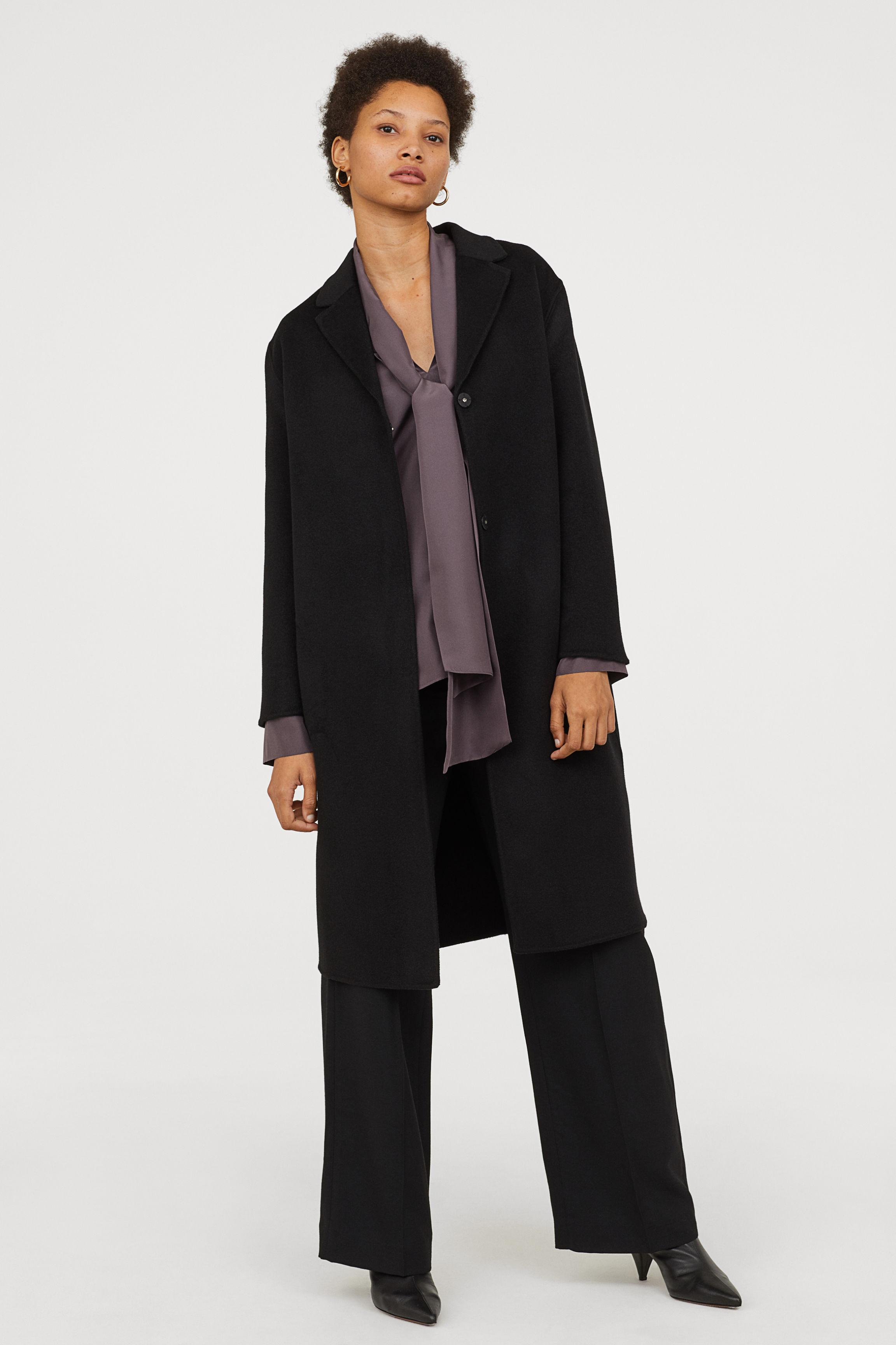 H M Wool Cashmere Blend Coat In Black Lyst