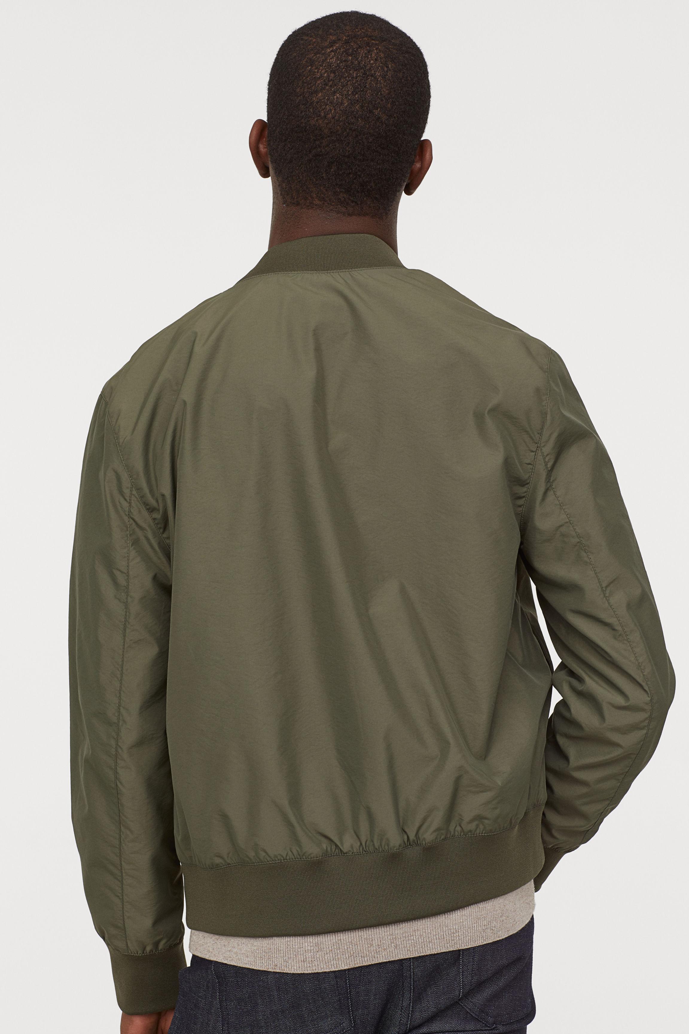 H&M Nylon-blend Bomber Jacket in Green for Men - Lyst