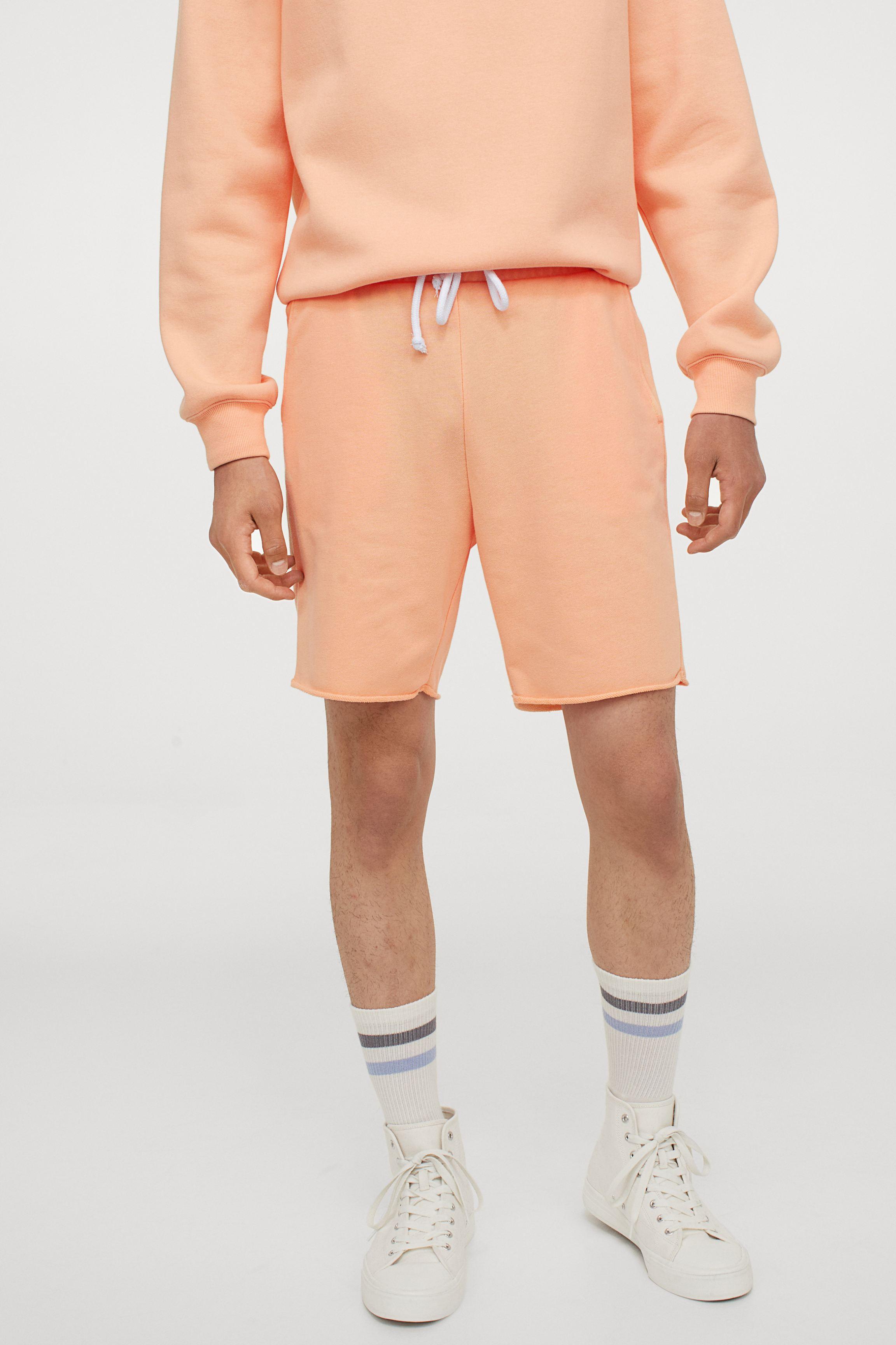 H&M Cotton 2-pack Regular Fit Sweatshorts in Peach Pink/Gray Melange (Pink)  for Men - Lyst