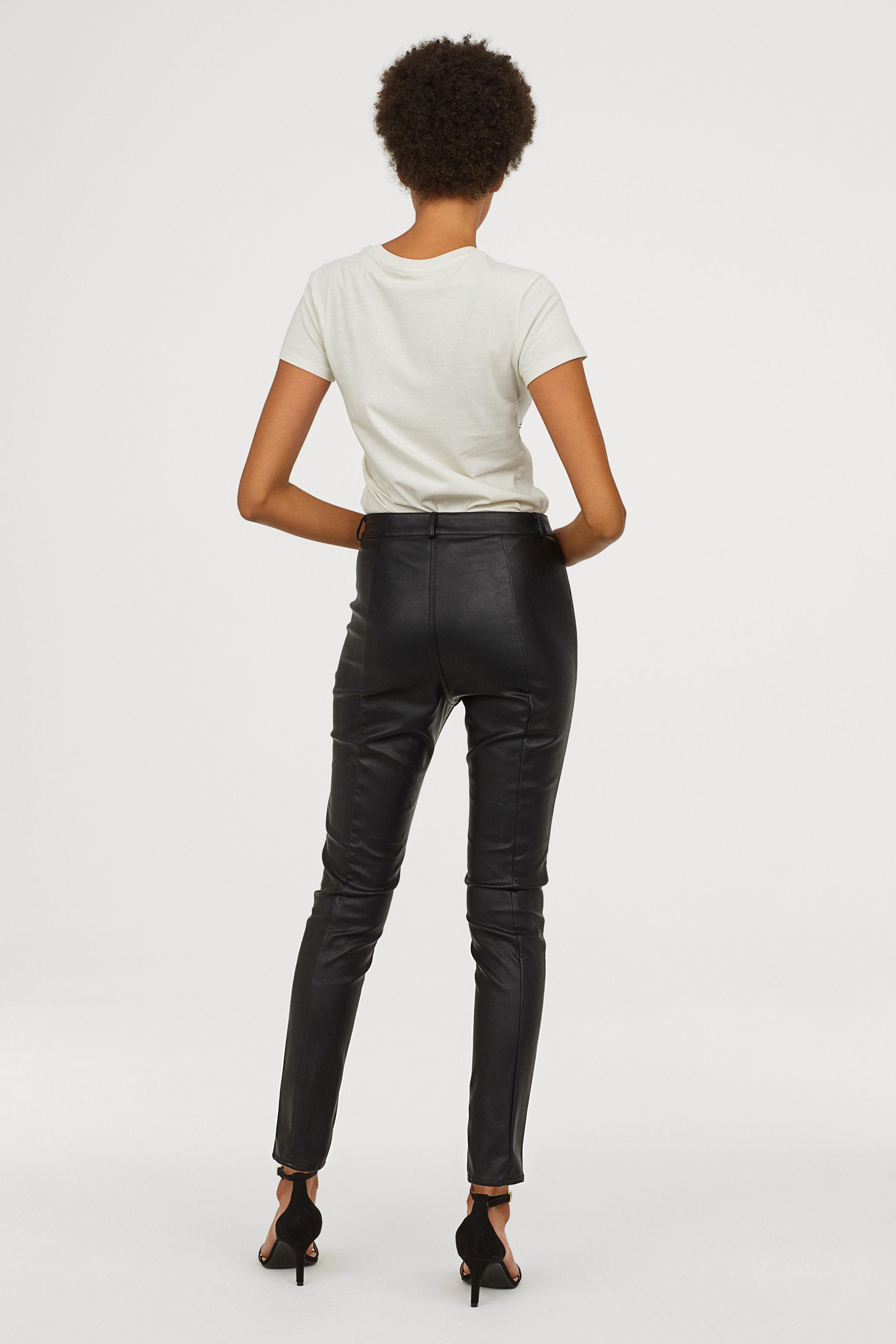 H\u0026M Imitation Leather Trousers in Black 